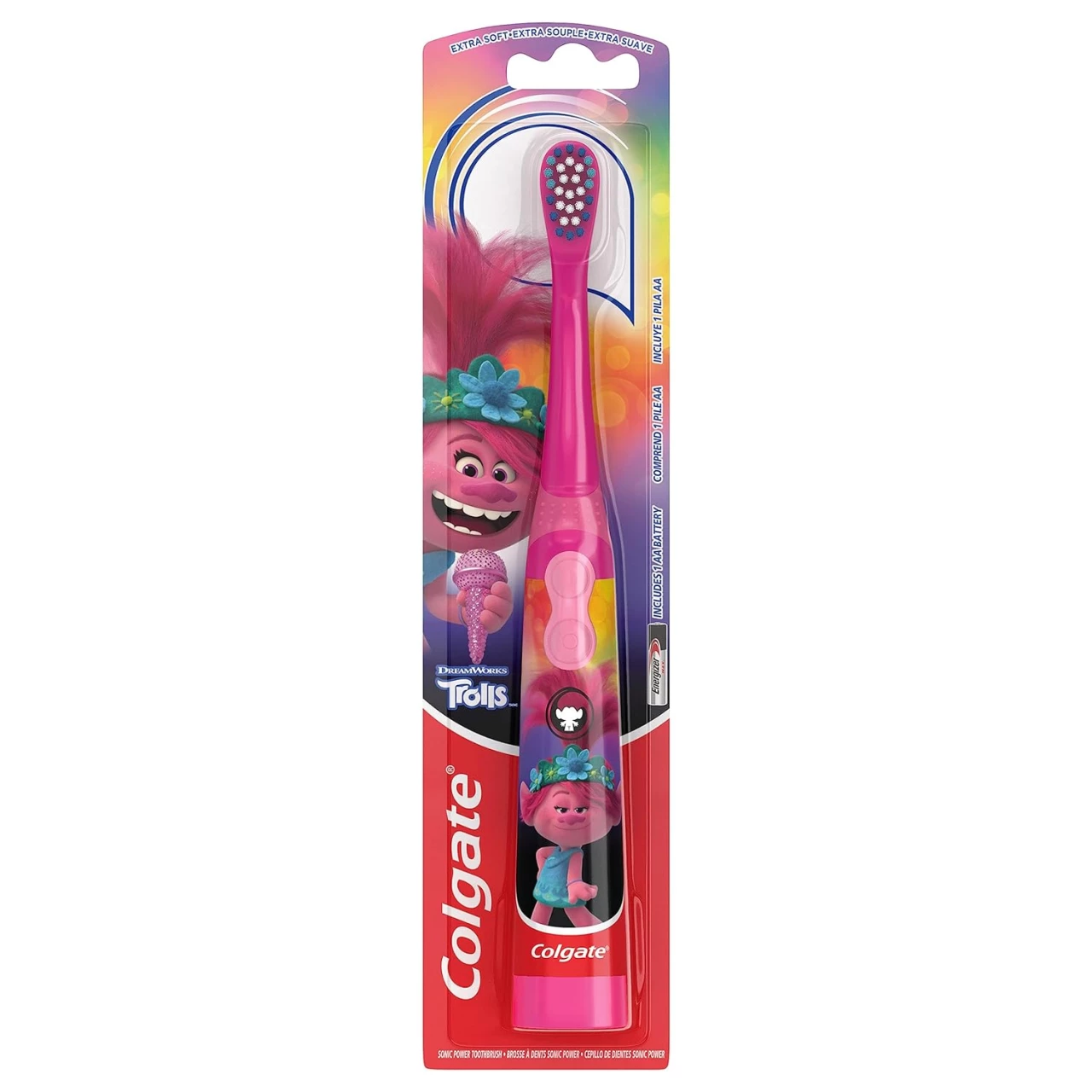 Colgate Kids Battery Powered Toothbrush, Trolls, Extra Soft Bristles, 1 Pack