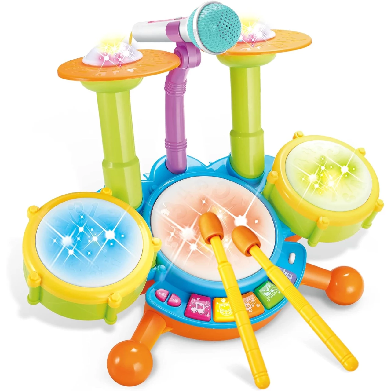 Cozybuy Kids Drum Set for Toddlers 1-3, Baby Drum Set Musical Toddlers Drum Toys with 2 Drum Sticks, Beats Flash Light and Microphone Baby Drums 1 Year Old, Birthday Gift for 1-6 Years Old Boys Girls