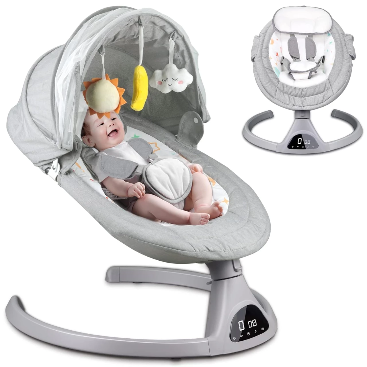 GOPANDA Baby Swings for Infants, 5 Speed Bluetooth Baby Bouncer