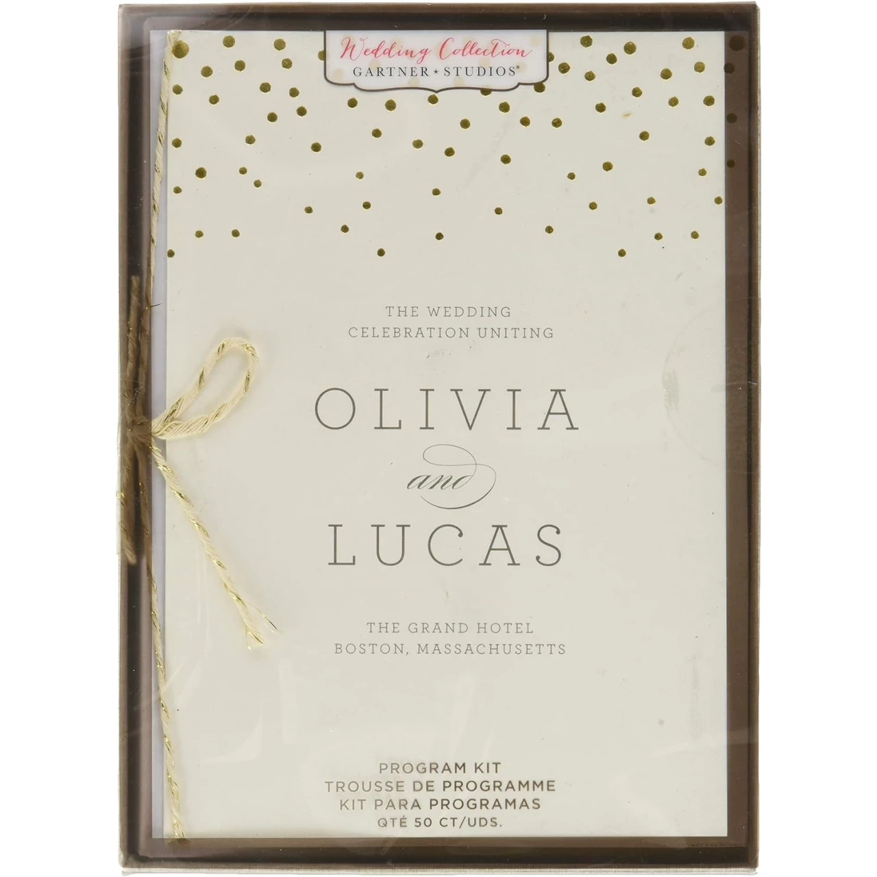 Gartner Studios Gold Foil Dots Print at Home Wedding Program Kit, Ivory, 5” x 7”, Set of 50