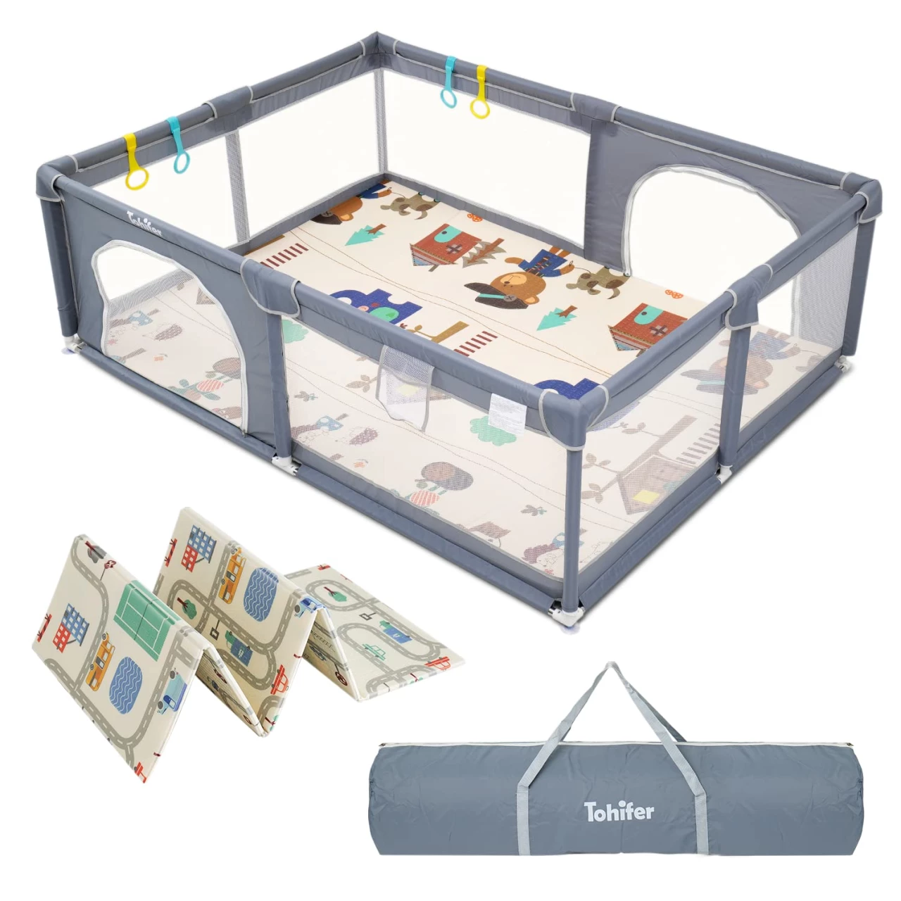 Baby Playpen with Mat, Large Baby Play Yard for Toddler, BPA-Free, Non-Toxic, Safe No Gaps Playards for Babies, Indoor &amp; Outdoor Extra Large Kids Activity Center 79&quot;x59&quot;x26.5&quot; with 0.4&quot; Playmat