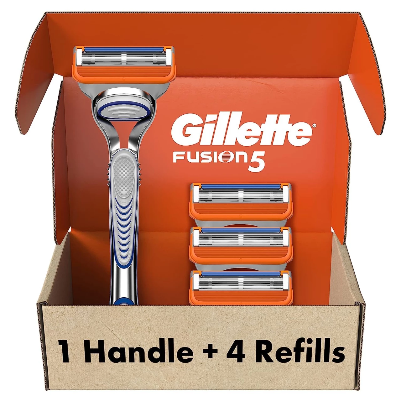 Gillette Fusion5 Razors for Men, 1 Razor, 4 Blade Refills, Lubrastrip