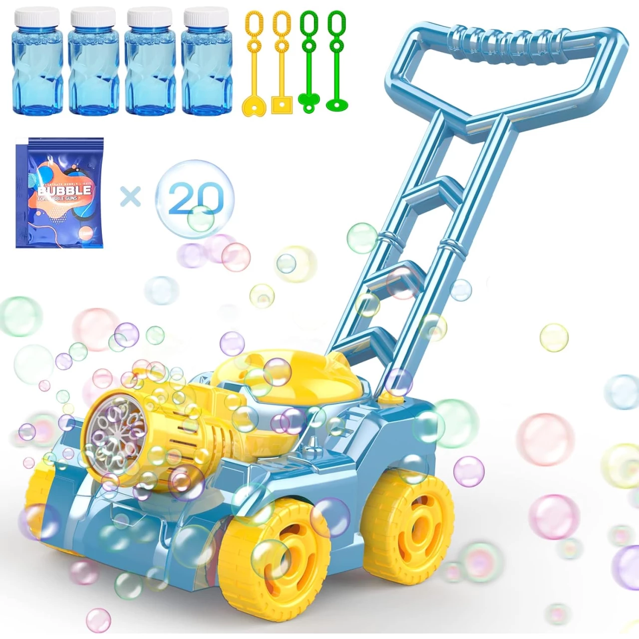 Bubble Machine,Bubble Blower Maker,Bubble Lawn Mower for Toddlers 1-3,Summer Outdoor Push Backyard Gardening Toys,Wedding Party Favors,Christmas Birthday Gifts for Preschool Baby Boys Girls