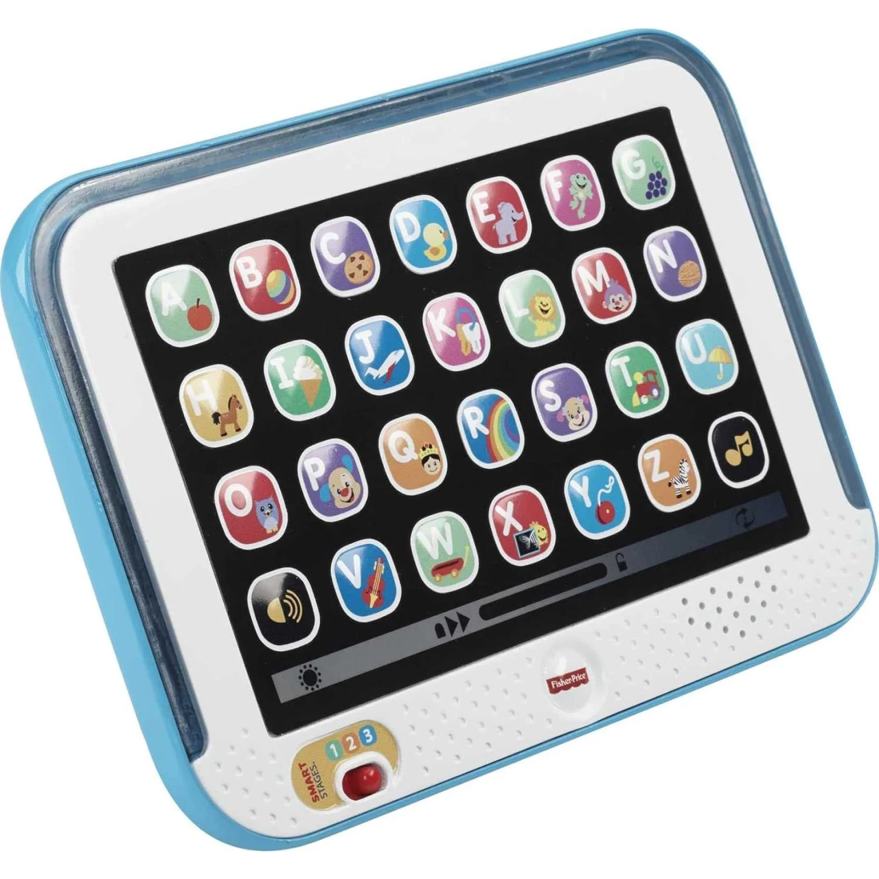 Fisher-Price Pretend Tablet Learning Toy with Lights Music and Smart Stages Educational Content for Baby and Toddler, Blue​