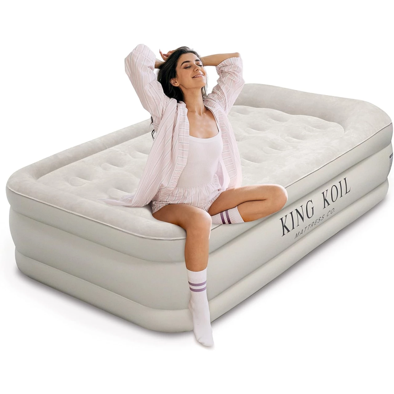 King Koil Luxury Queen Air Mattress with Built-in High Speed Pump