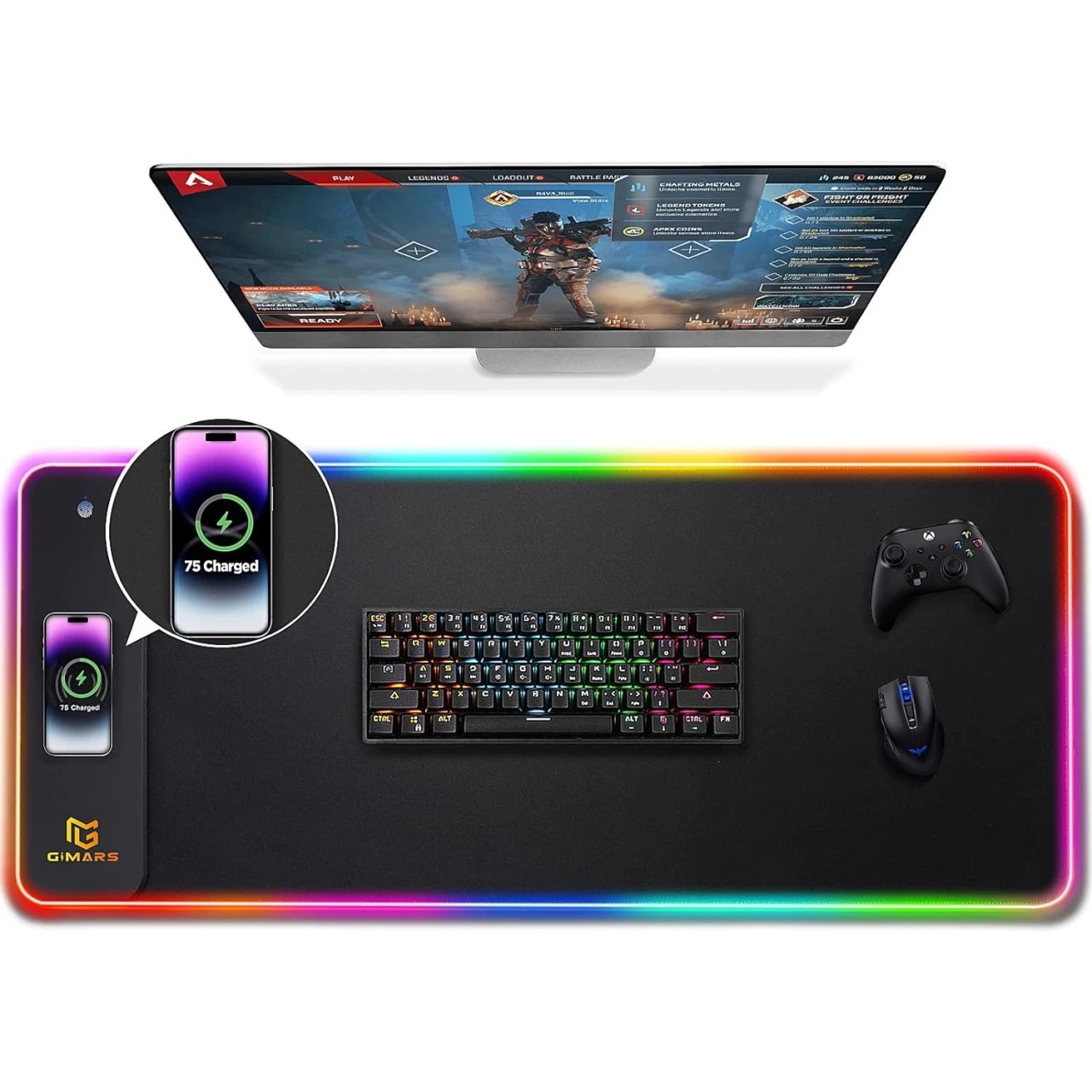 Gimars RGB Mouse Pad with Wireless Charging, Extended Large Gaming Mouse Pad