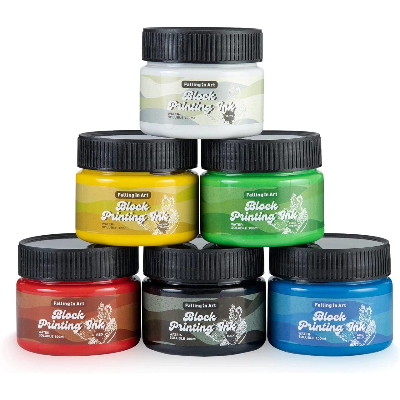 Falling in Art Water-Soluble Block Printing Ink, 6-Color Printmaking Ink Set