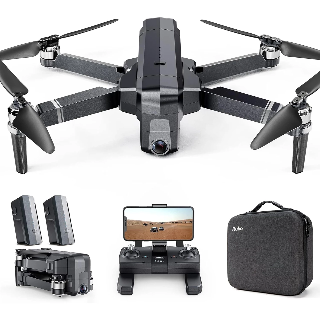 Ruko F11PRO Drones with Camera for Adults 4K UHD Camera 60 Mins Flight Time with GPS Auto Return Home Brushless Motor, Black (with Carrying Case)