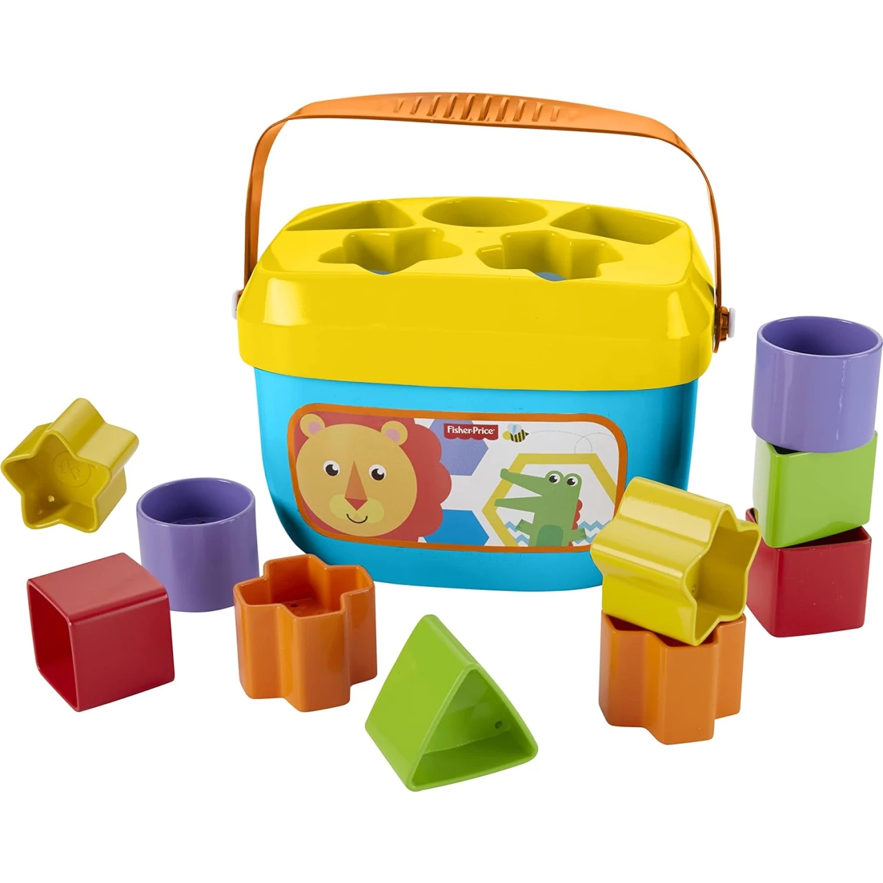 Fisher-Price Stacking Toy Baby&rsquo;s First Blocks Set of 10 Shapes for Sorting Play for Infants Ages 6+ Months, Multicolor