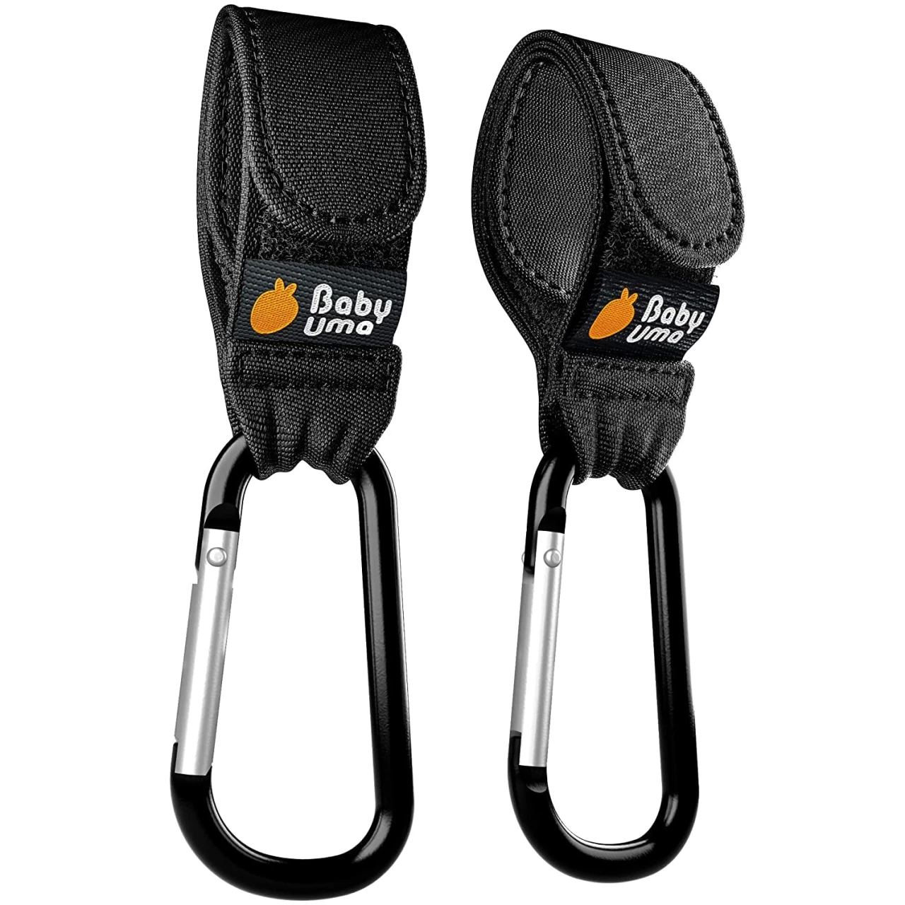 Baby Uma Stroller Hooks for Hanging Bags and Shopping - MadeForMums &amp; Lovedbyparents Award-Winning Stroller Clips - Universal Stroller Clips for Bags - Black, 2 Pack