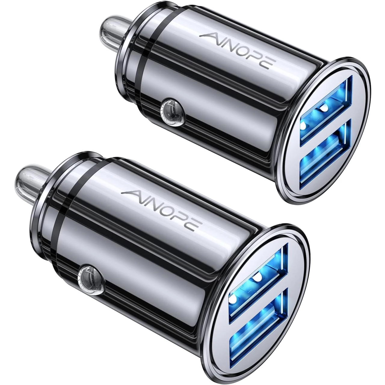 AINOPE 2 Pack Fast Mini Car Charger, 4.8A Metal Car Charger Adapter Flush Fit