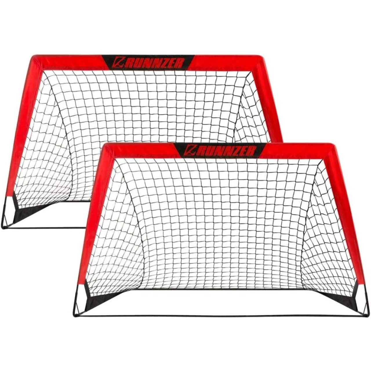 L RUNNZER Portable Soccer Goal, Pop Up Soccer Goal Net for Backyard, Set of 2 with Portable Carrying Case