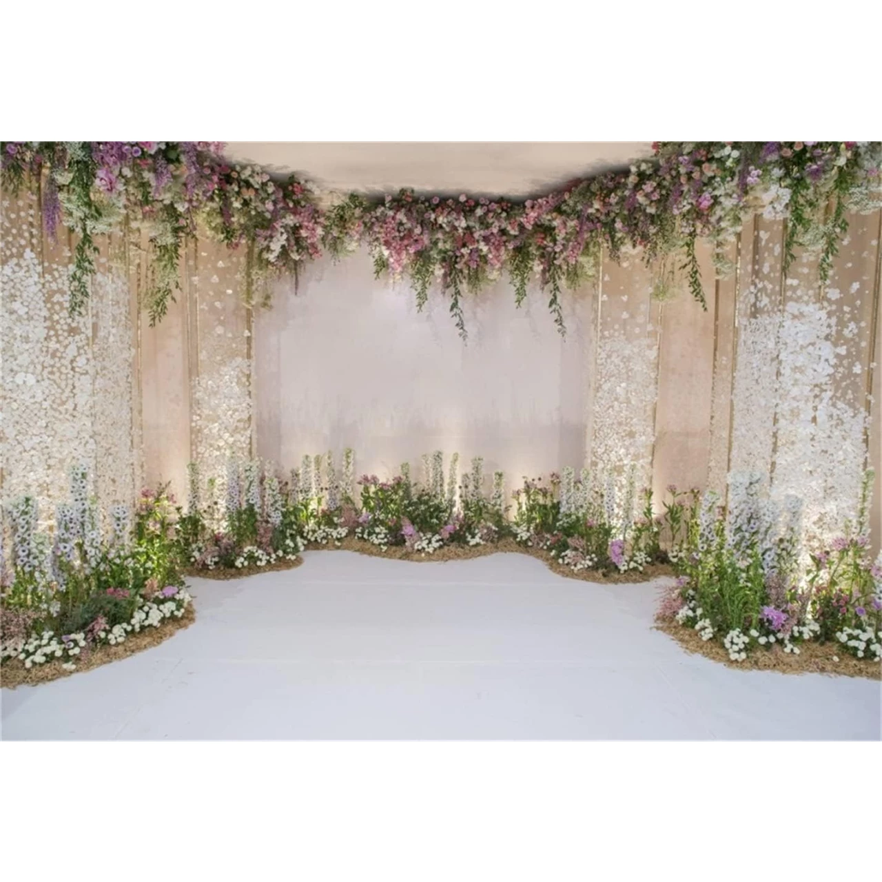 CSFOTO 10x7ft Wedding Backdrop for Cradle Ceremony Backdrop for Proposal Flowers Curtain Banner Bridal Shower Background Mother&rsquo;s Day Floral Marriage Backdrop