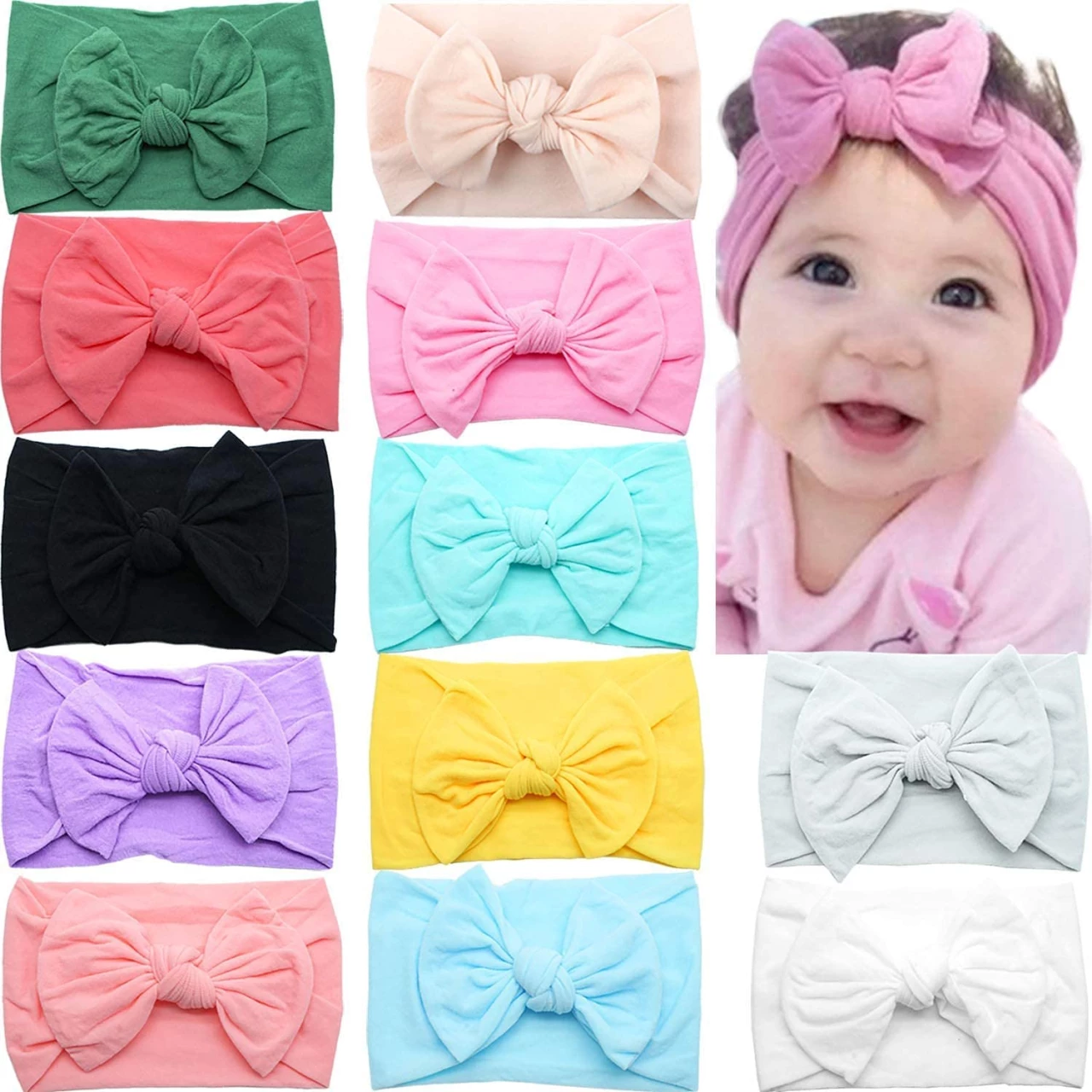 CELLOT Super Stretchy Soft Knot Headbands with Hair Bows