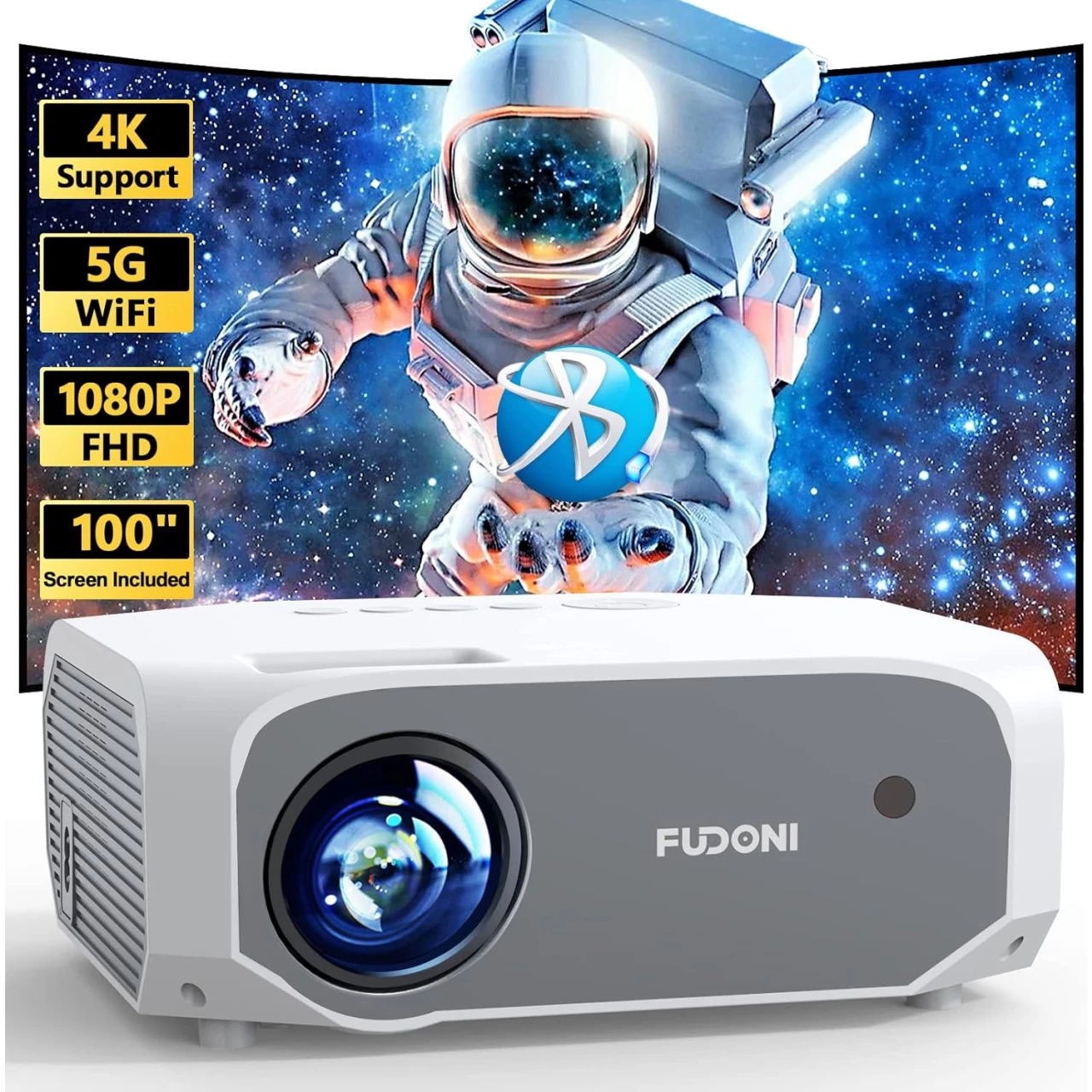 FUDONI Projector with 5G WiFi and Bluetooth