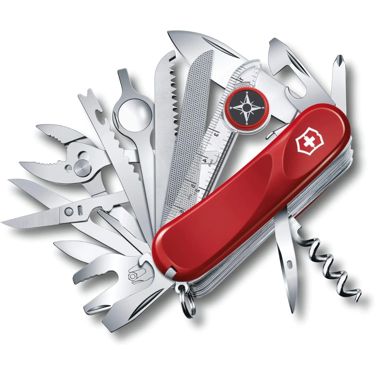 Victorinox Swiss Army Multi-Tool, Evolution S54 Toolchest Plus Pocket Knife, Red , 85mm