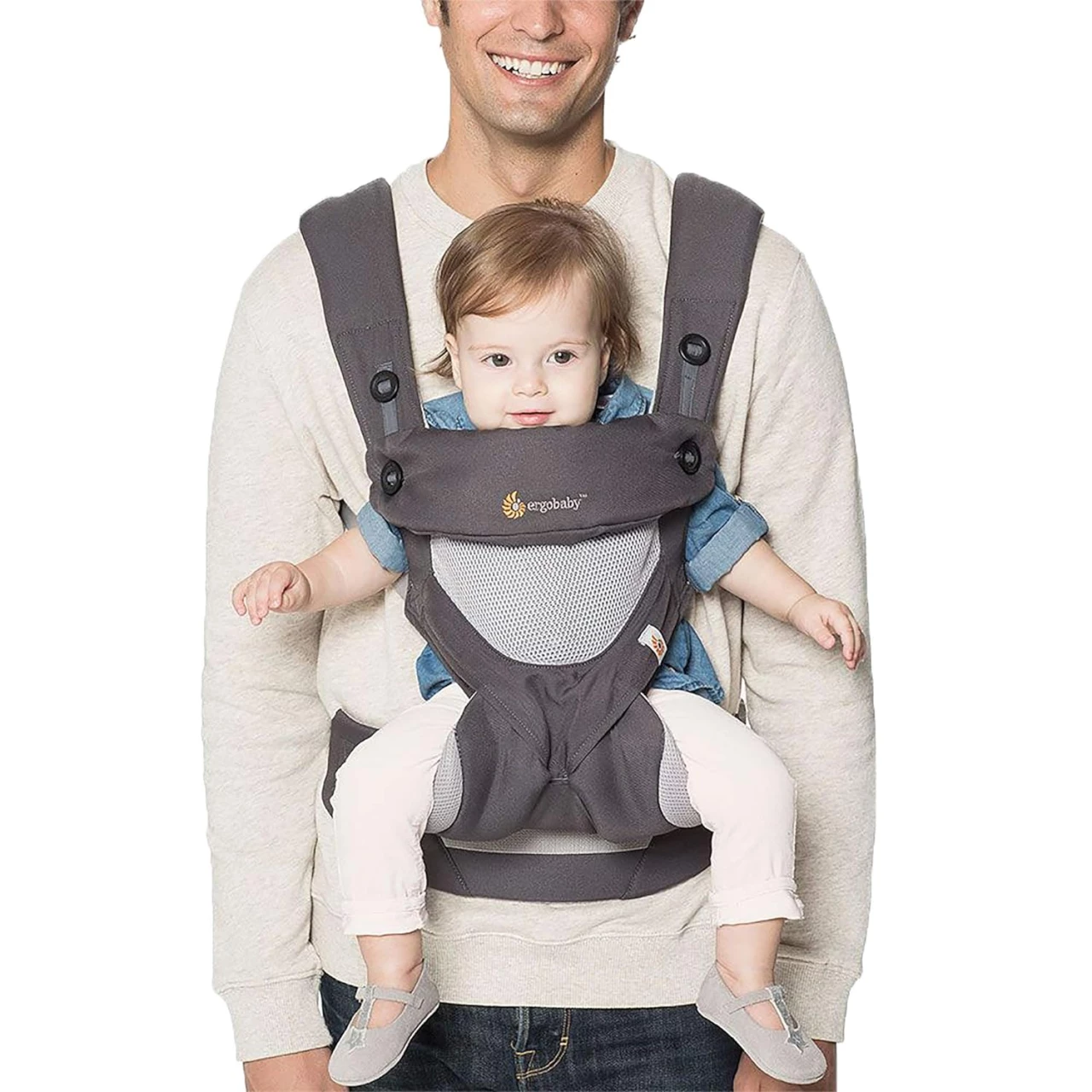 Ergobaby 360 All-Position Baby Carrier with Lumbar Support (12-45 Pounds), Carbon Grey, Cool Air Mesh