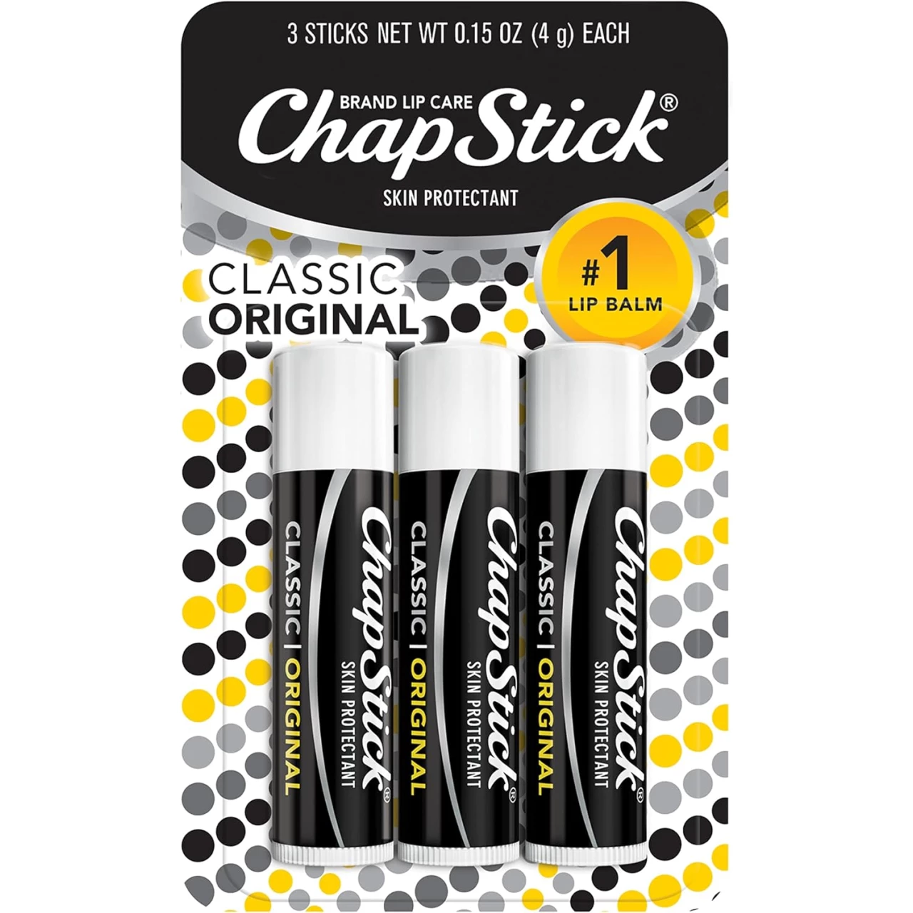 ChapStick Classic Original Lip Balm Tubes, Lip Care - 0.15 Oz (Pack of 3)