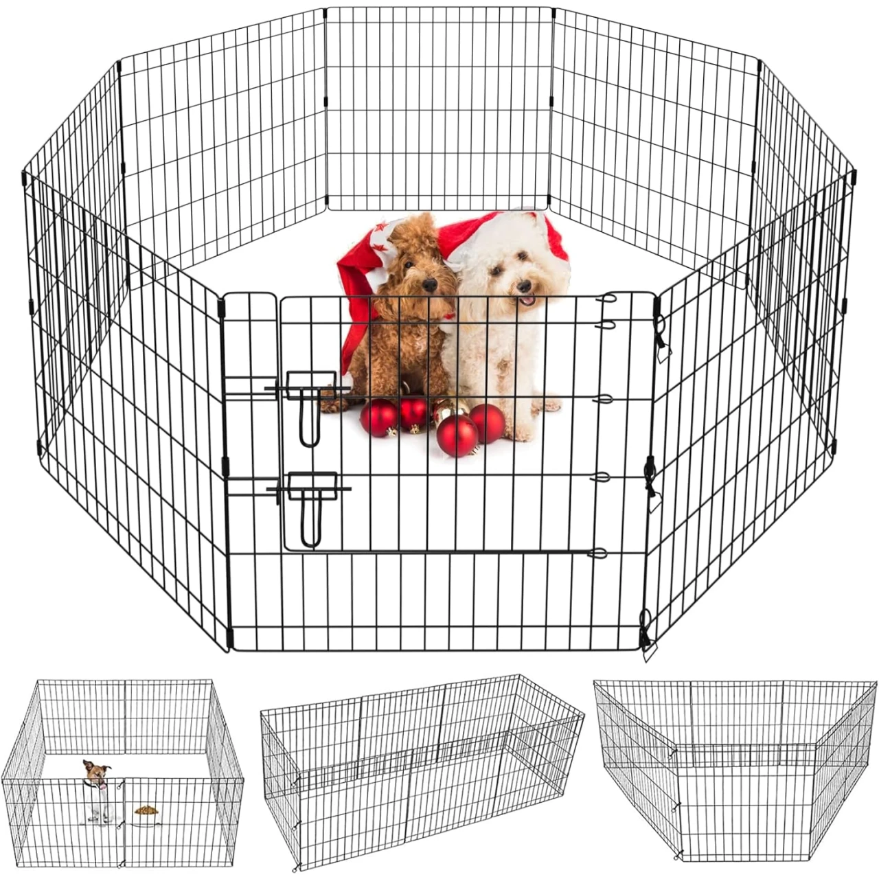 Puppy Pet Playpen 8 Panel 24 Inch Indoor Outdoor Metal Portable Folding Animal Exercise Dog Fence