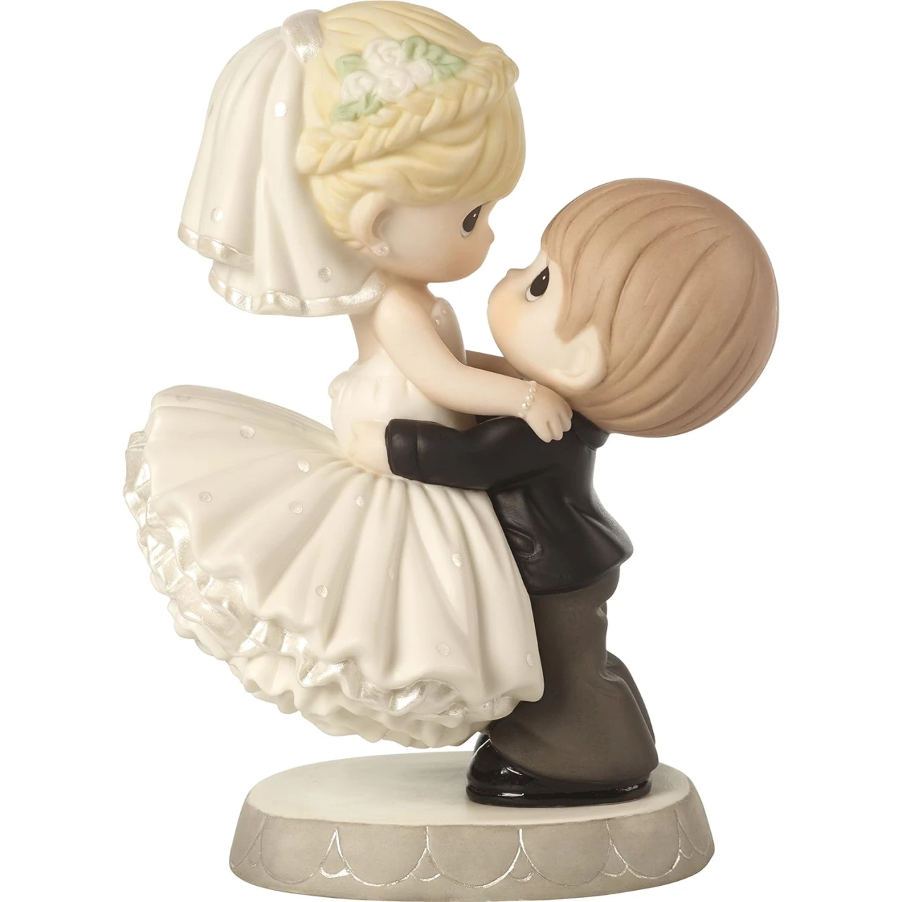 Precious Moments 172007 Best Day Ever Bride &amp; Groom Bisque Porcelain Figurine &amp; Wedding Cake Topper , White