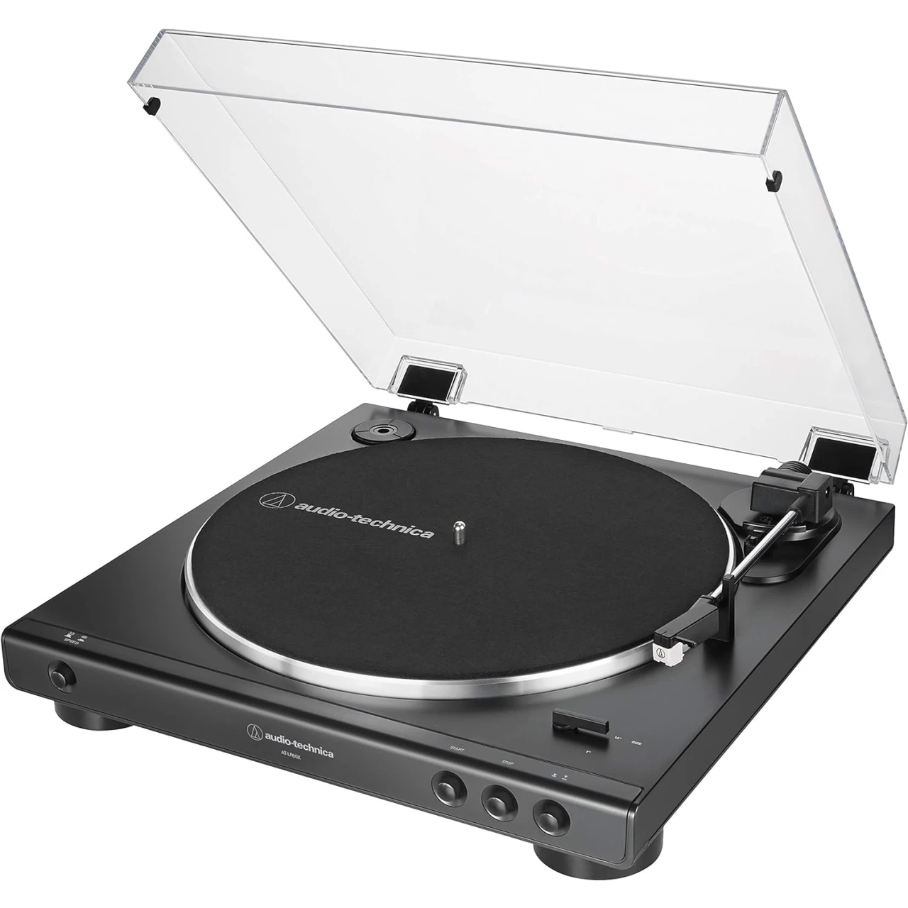 Audio-Technica AT-LP60X-BK Fully Automatic Belt-Drive Stereo Turntable, Black, Hi-Fi, 2 Speed, Dust Cover, Anti-Resonance, Die-Cast Aluminum Platter