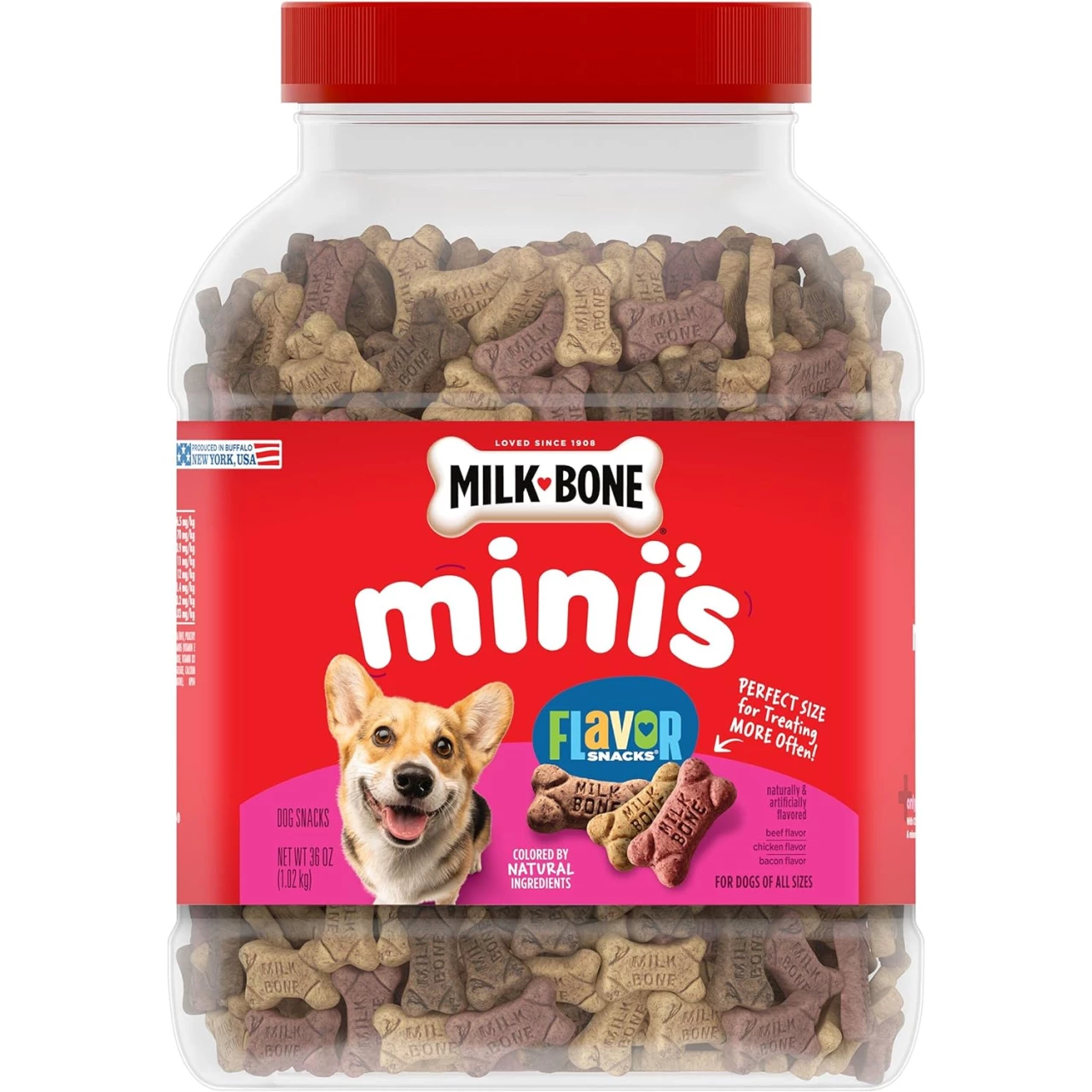 Milk-Bone Flavor Snacks Dog Biscuits, Mini Crunchy Dog Treats, 36 Ounce