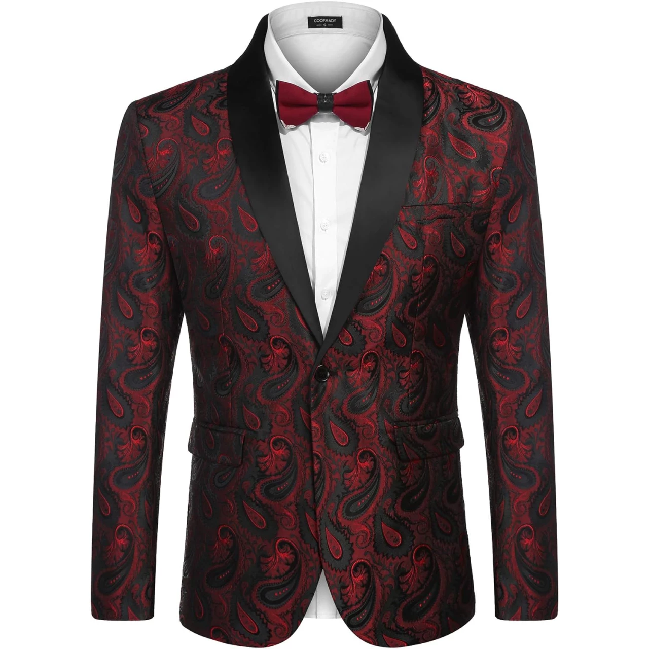 COOFANDY Mens Floral Tuxedo Jacket Paisley Shawl Lapel Suit Blazer Jacket for Dinner,Prom,Wedding