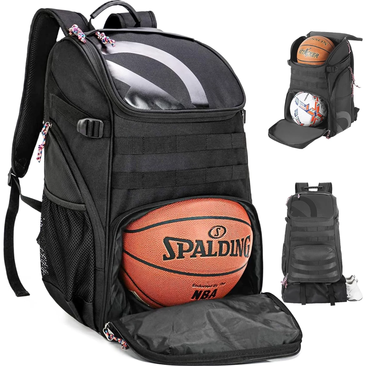 TRAILKICKER Large Basketball Backpack Bag with Ball Compartment and Shoe Pocket Outdoor Sports Equipment Bag