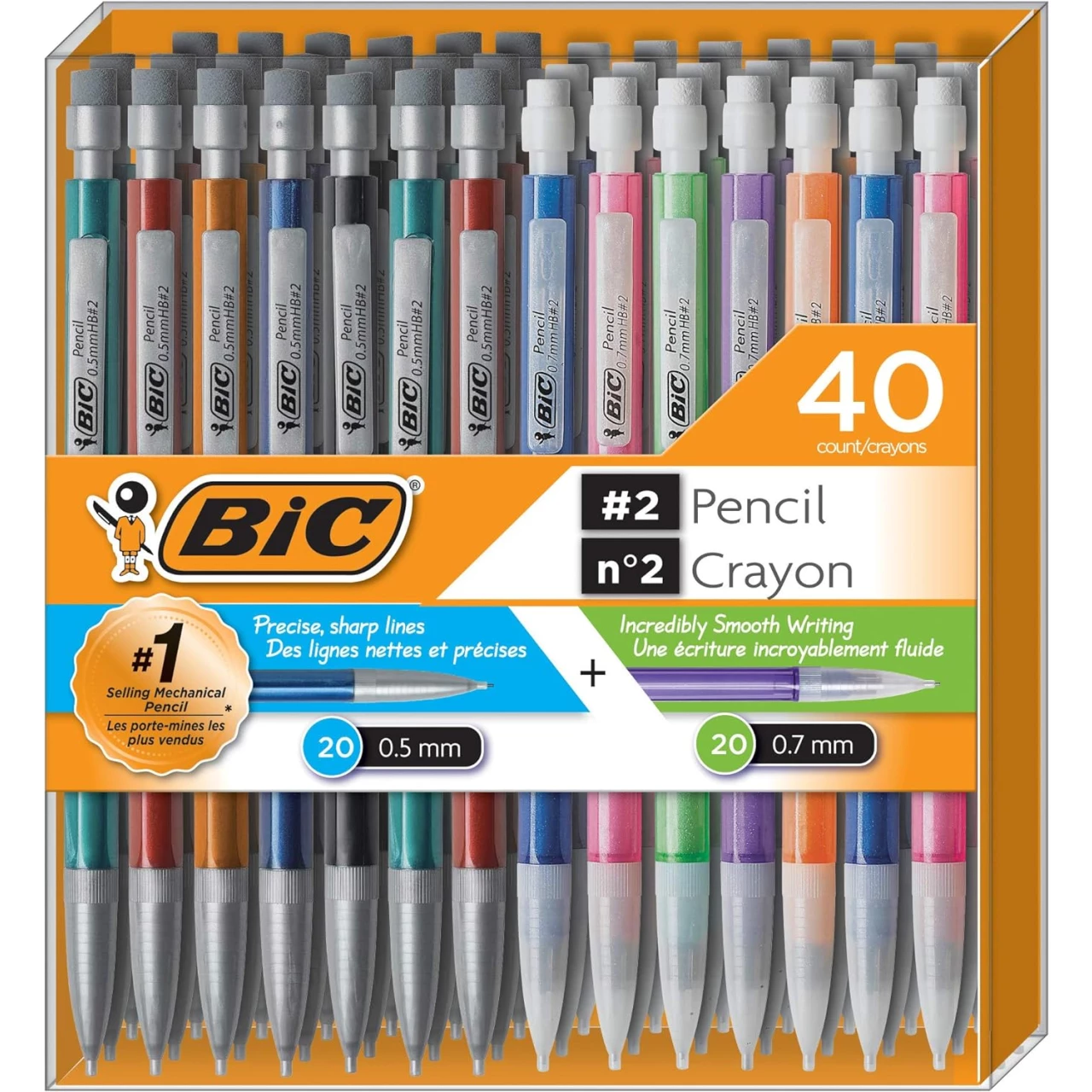 BIC Mechanical Pencil #2 EXTRA SMOOTH, Variety Bulk Pack Of 40