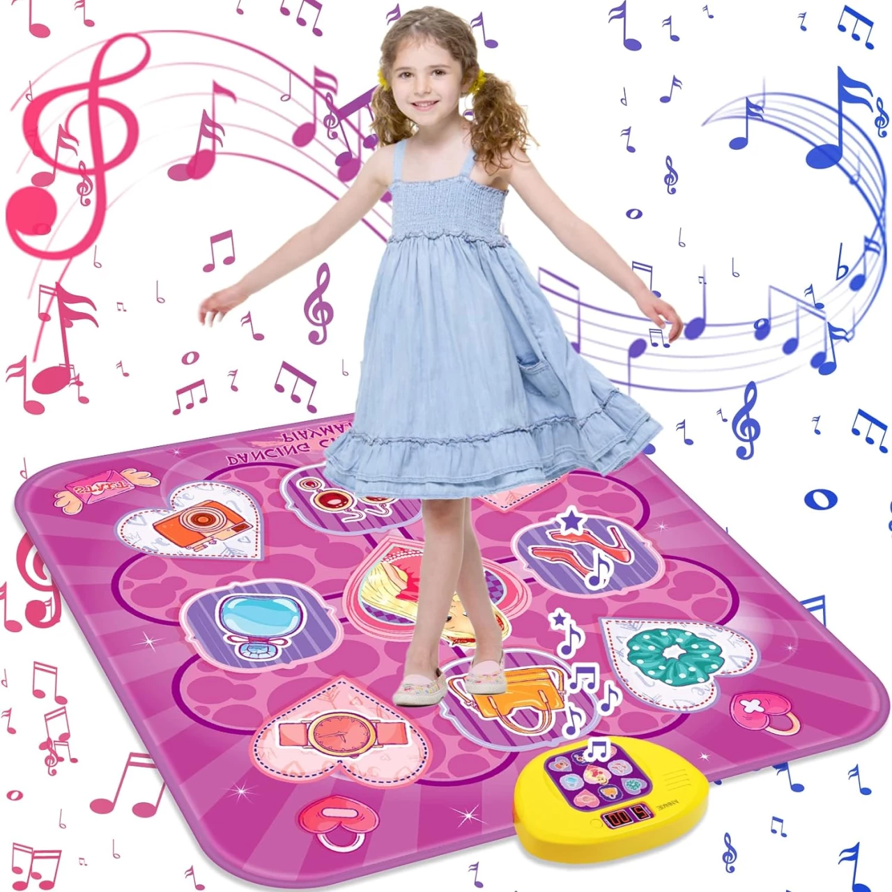 ANNKIE Kids Dance Mat | Toys for 3 4 5 6 7 8+ Year Old Girls | Electronic Music Dance Pad with LED Lights,5 Game Modes,Birthday Gifts for 3-8 Year Old Girls