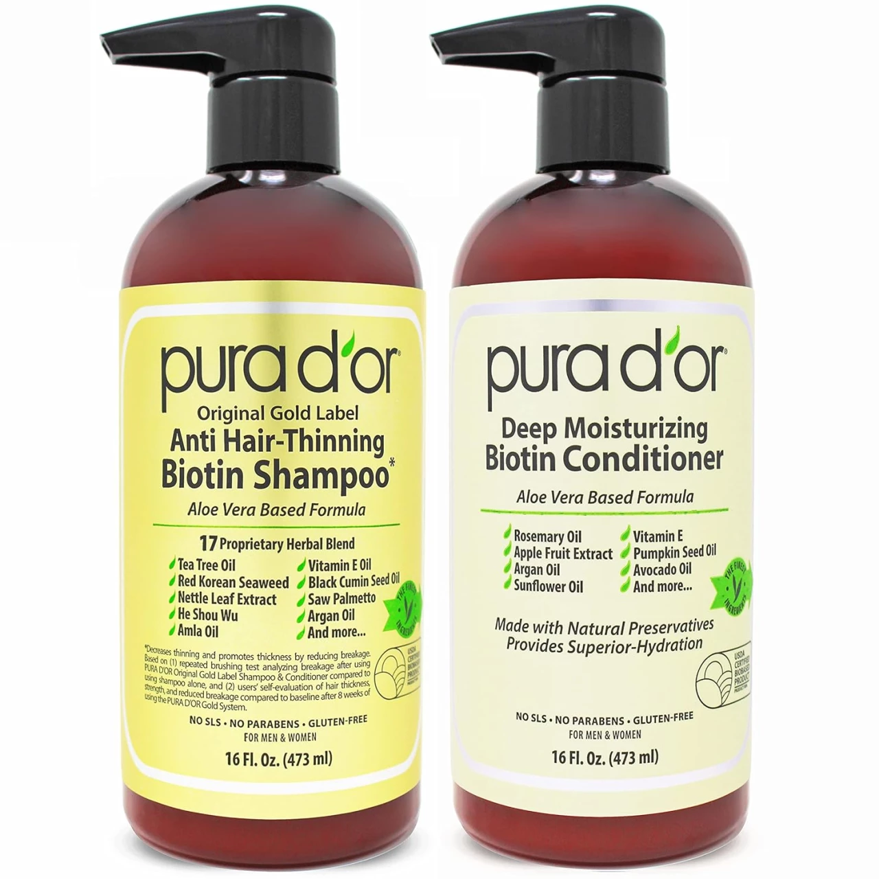 PURA D&rsquo;OR Anti-Thinning Biotin Shampoo and Conditioner