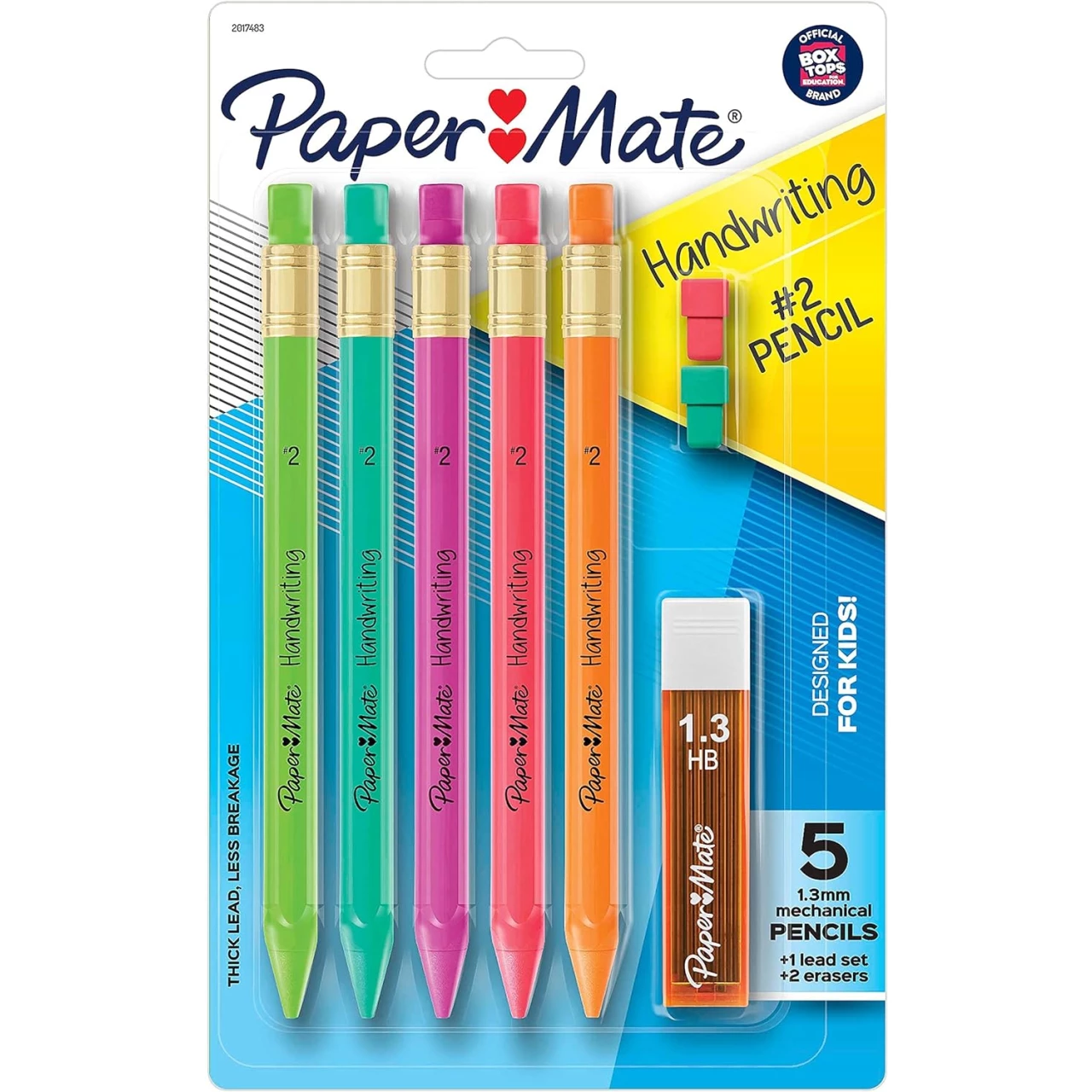 Paper Mate Handwriting Triangular Mechanical Pencil Set with Lead &amp; Eraser Refills, 1.3mm, Fun Barrel Colors, 8 Count