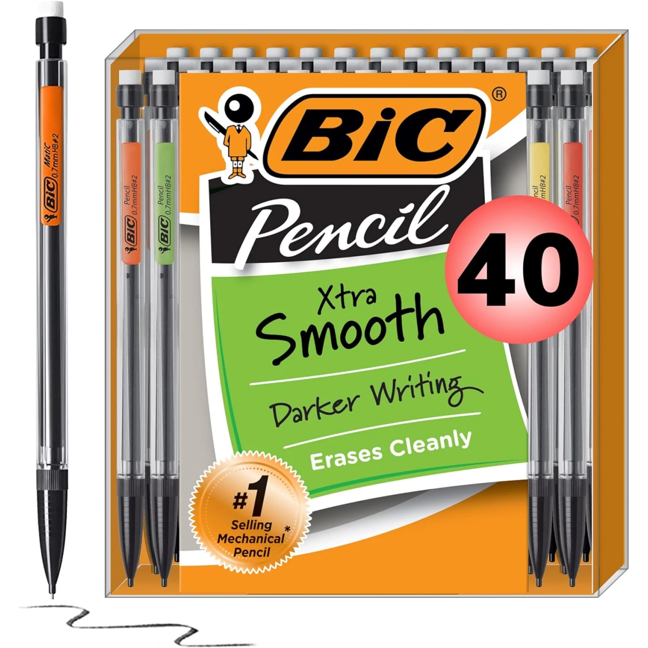 BIC Xtra-Smooth Mech. Pencil, Med. Point (0.7mm), 40-Count