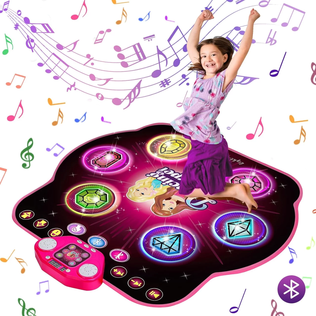 VATOS Dance Mat for Kids - Light Up Dance Pad 27 Levels Dance Challenge Game Mat, with Wireless Bluetooth|Difficulty lock|5 Game Modes|Built in Music, Boys &amp; Girls Toys Ages 3 4 5 6 7 8 Year Old Gifts