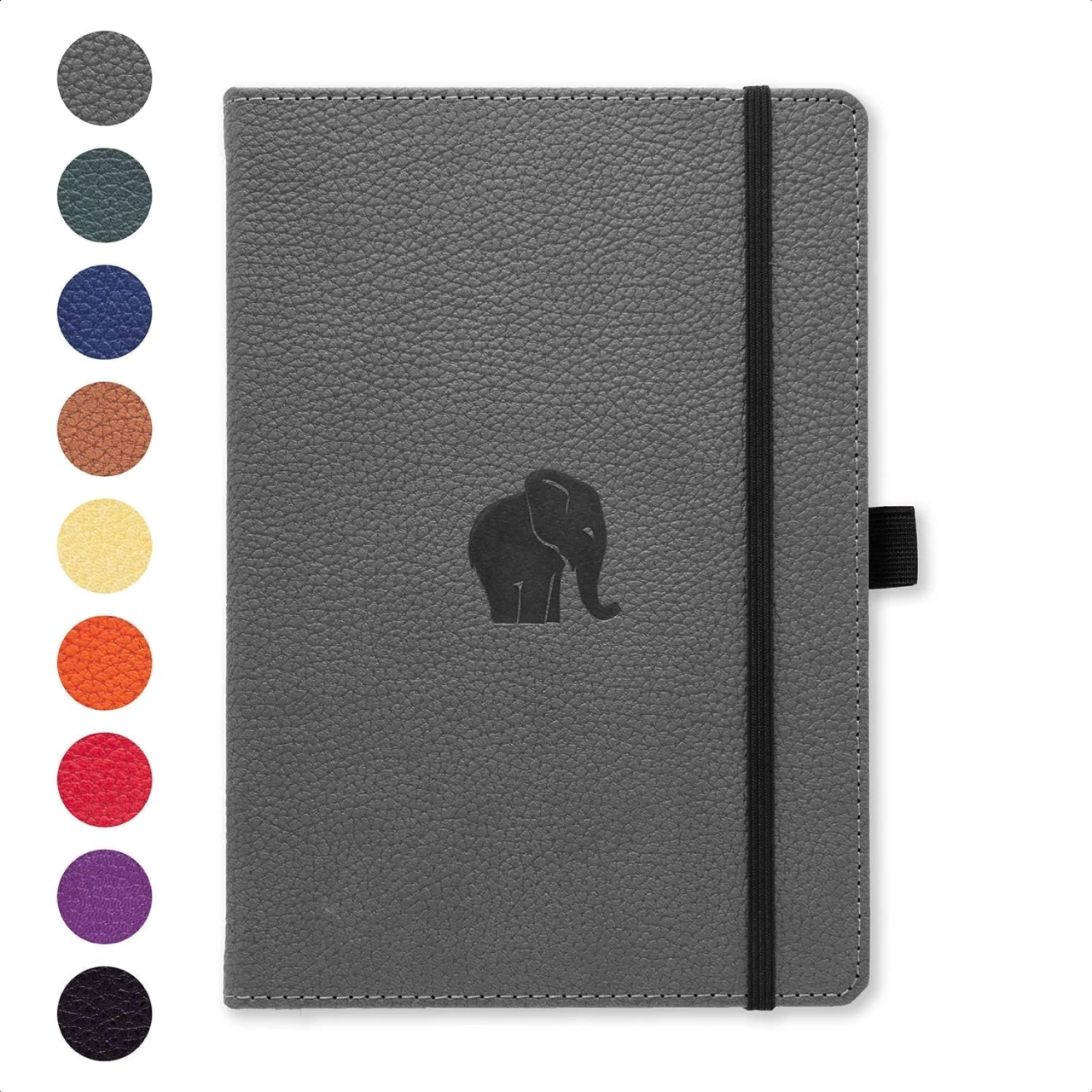 Dingbats A5 Wildlife Notebook Journal Hardcover, Cream 100gsm Ink-Proof Paper, 6.1 x 8.5 inches, 192 pages (Grey Elephant, Dotted)