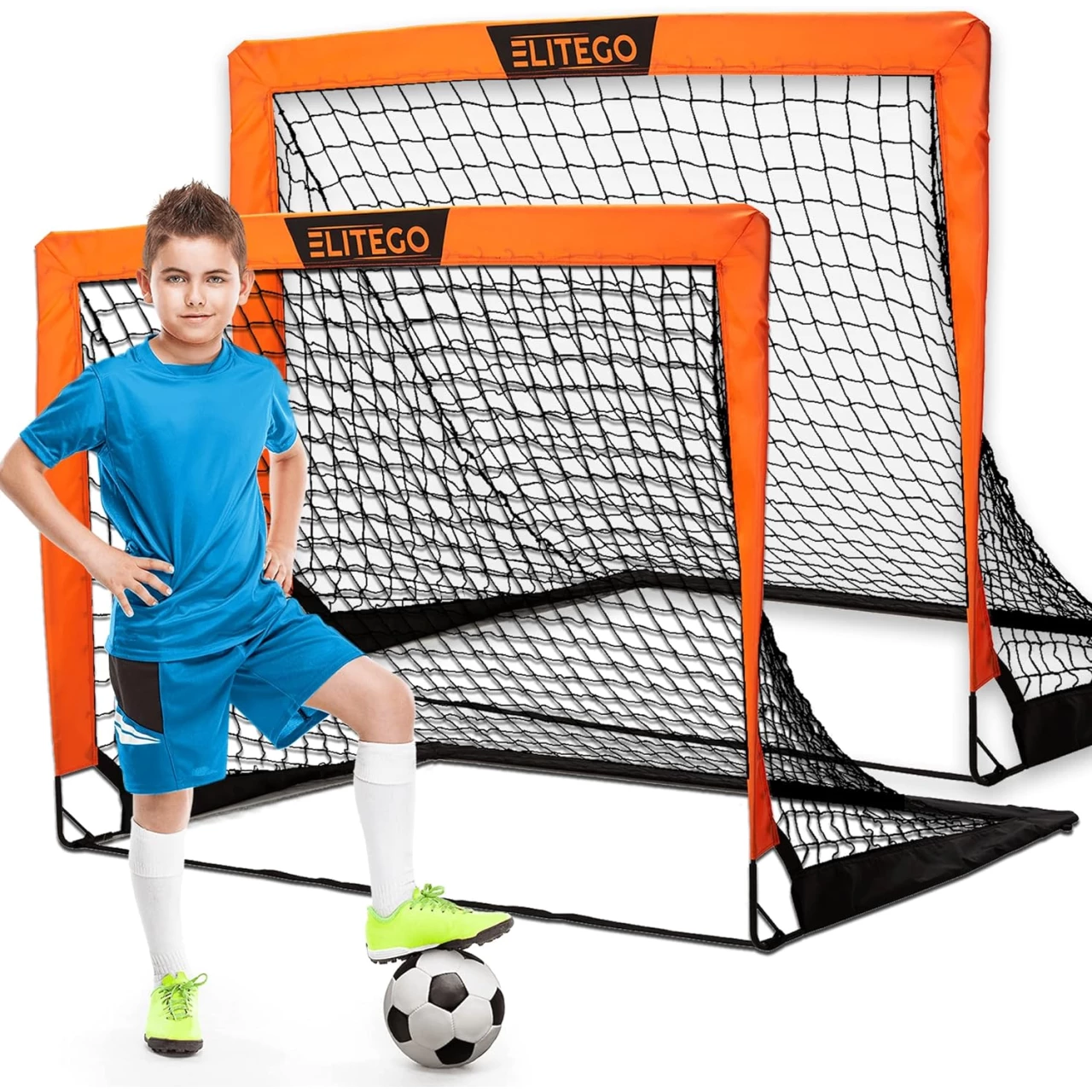 EliteGo Portable Soccer Goal, Pop Up Soccer Goal Net for Backyard, Set of 2