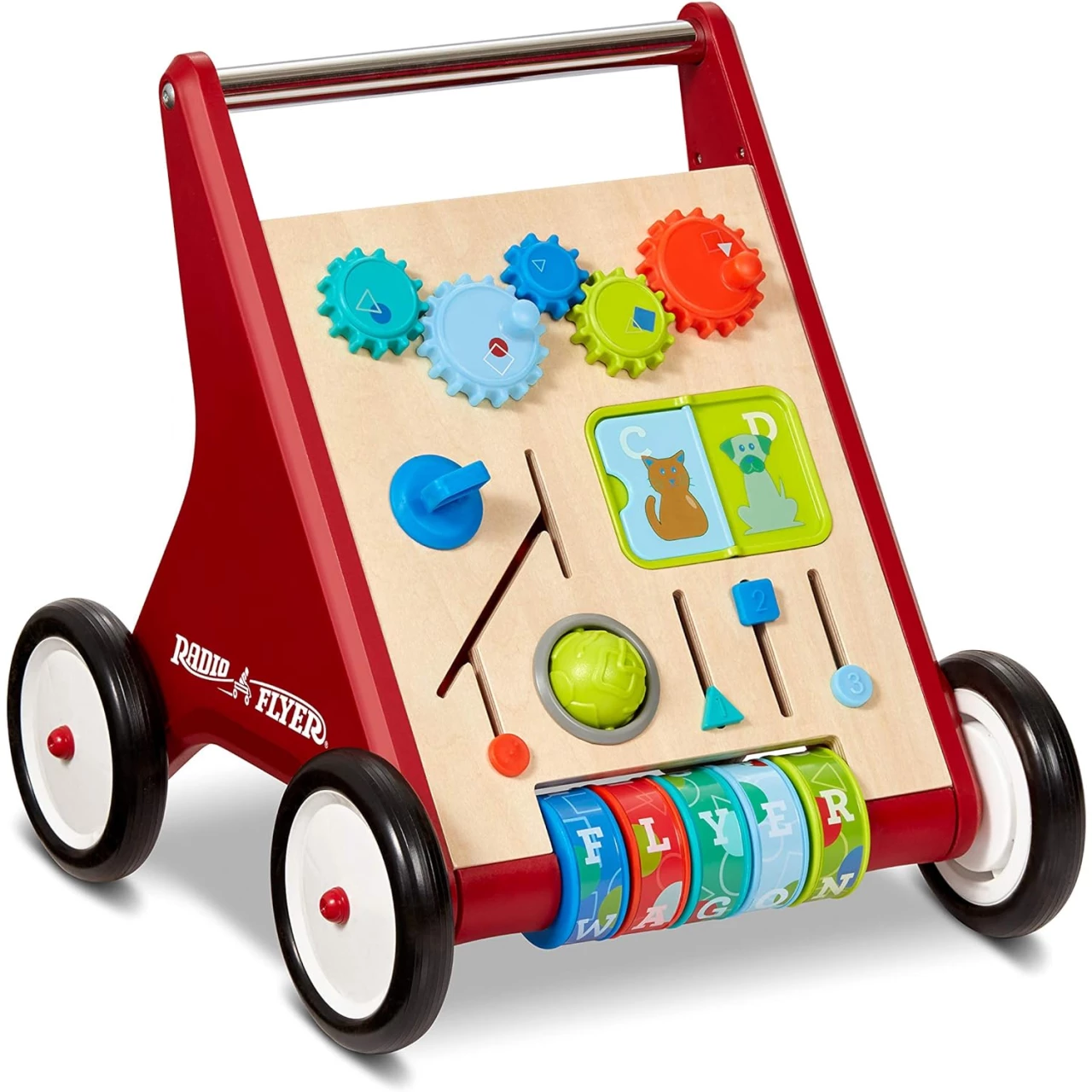 Radio Flyer Classic Push &amp; Play Walker, Toddler Walker with Activity Play, Ages 1-4, Red Walker Toy