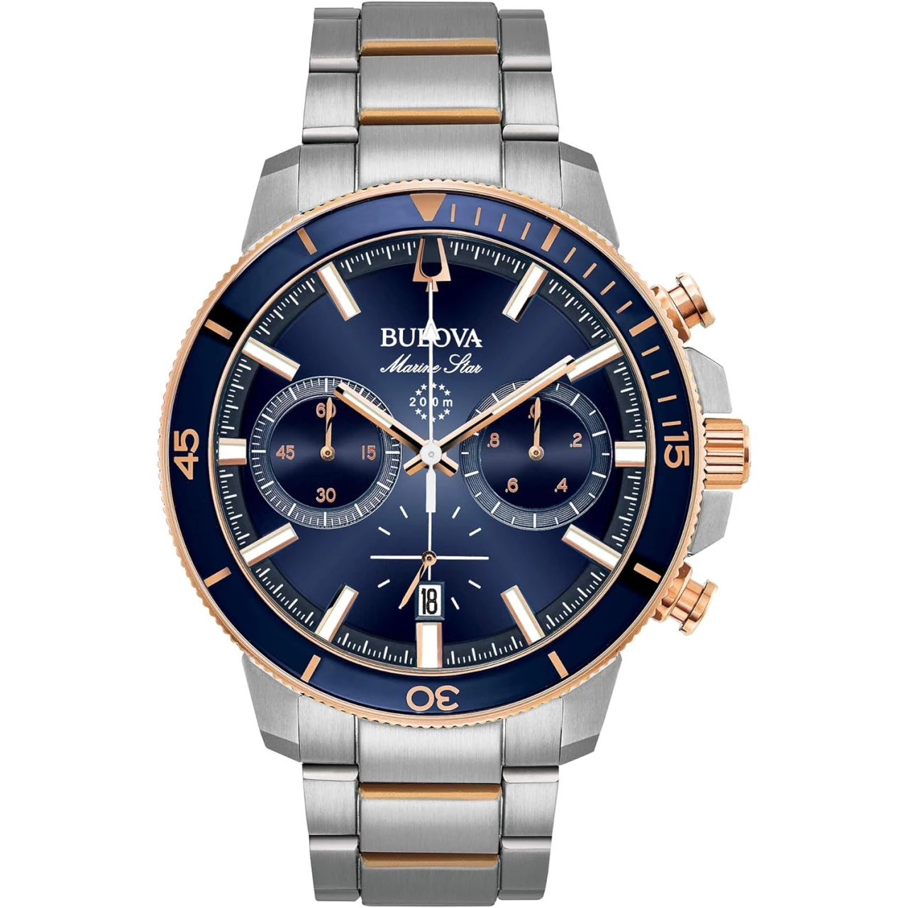 Bulova Men&rsquo;s Marine Star &lsquo;Series C&rsquo; Chronograph Quartz Watch, Luminous Markers, Rotating Dial, 200M Water Resistant, 45mm