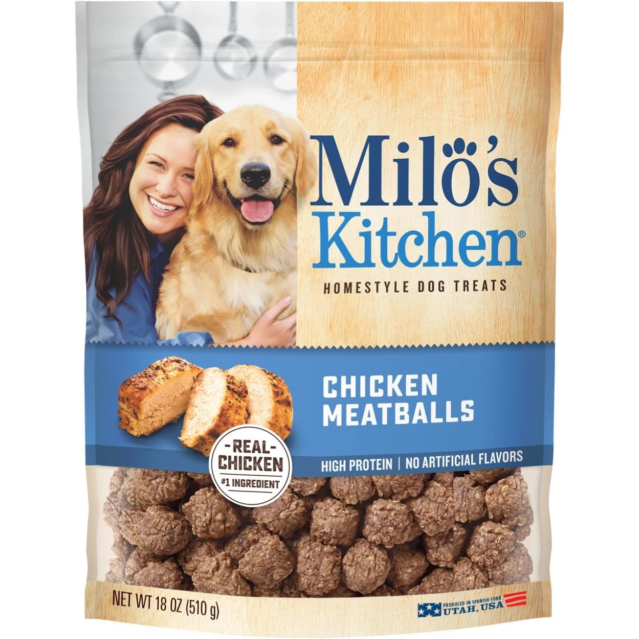 Milo&rsquo;s Kitchen Dog Treats, Chicken Meatballs, 18 Ounce