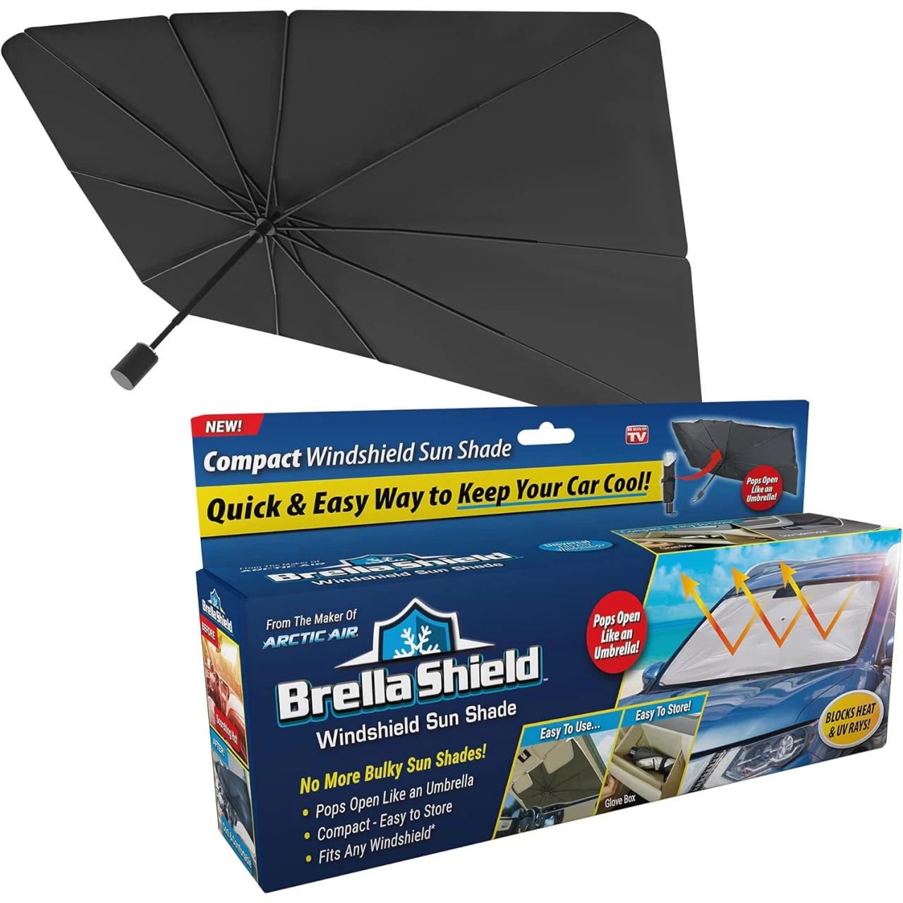 Ontel Brella Shield by Arctic Air, Car Windshield Sun Shade, One-Size (31x57&quot;), As Seen on TV