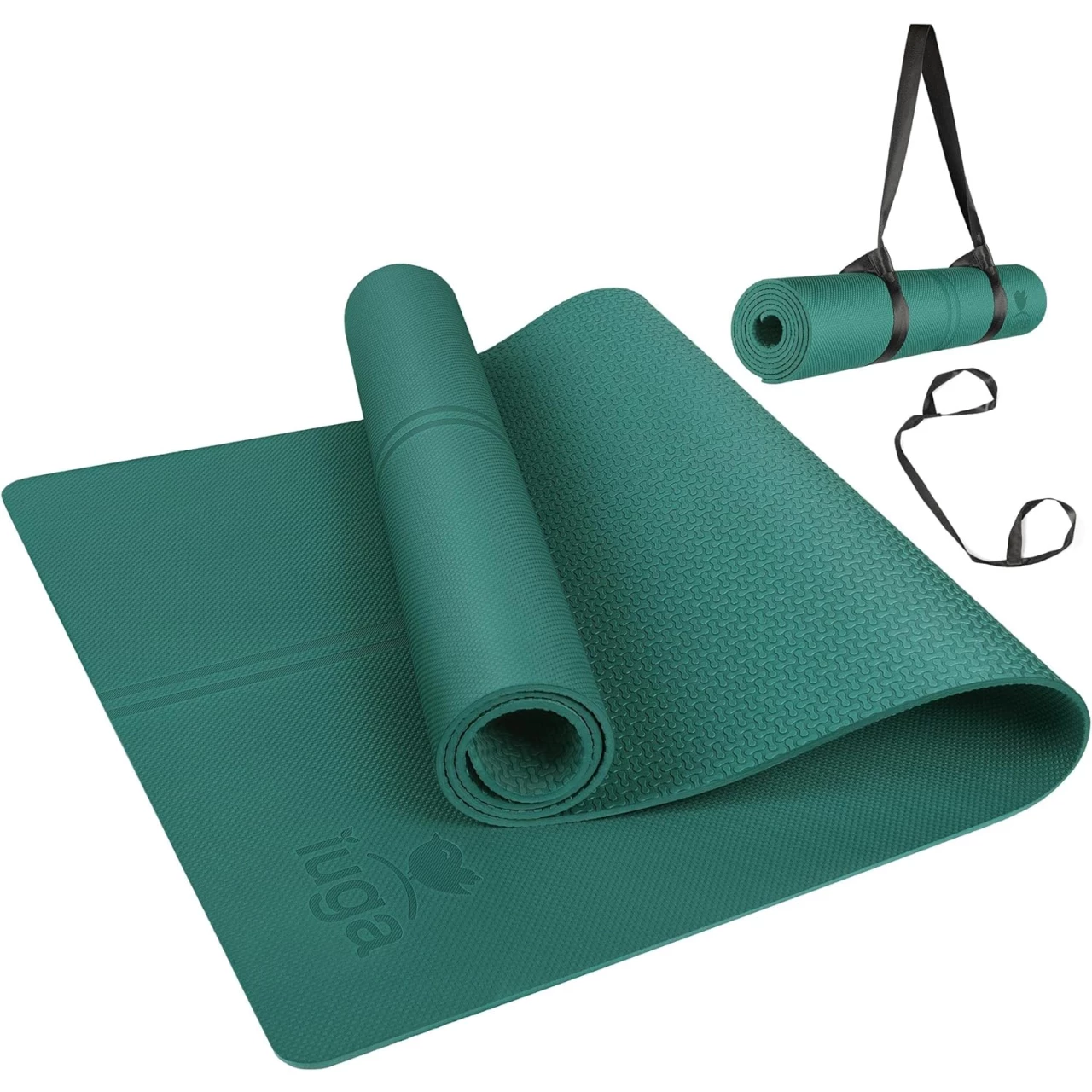 IUGA Eco Friendly Yoga Mat with Alignment Lines, Free Carry Strap, Non Slip TPE Yoga Mat