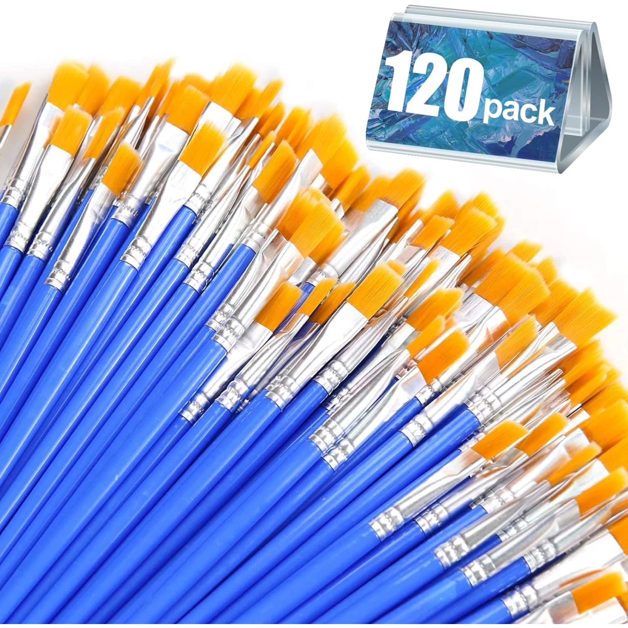 AROIC Paint Brushes Set,120 pcs Nylon Hair Brushes for Acrylic Oil Watercolor Artist Professional Painting Kits