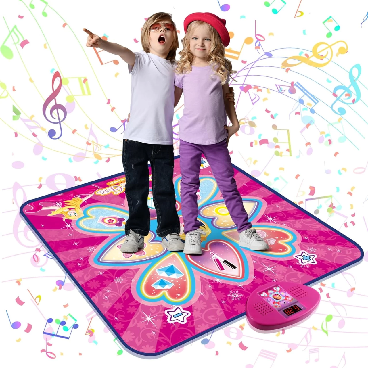 Coastaler Dance Mat Toys for Kids, 7 Game Modes Princess Electronic Dance Pad with LED Lights, Music Dance Game Toy Christmas Birthday Gifts for Girls Age 3 4 5 6 7 8 9 10 12 Year Old