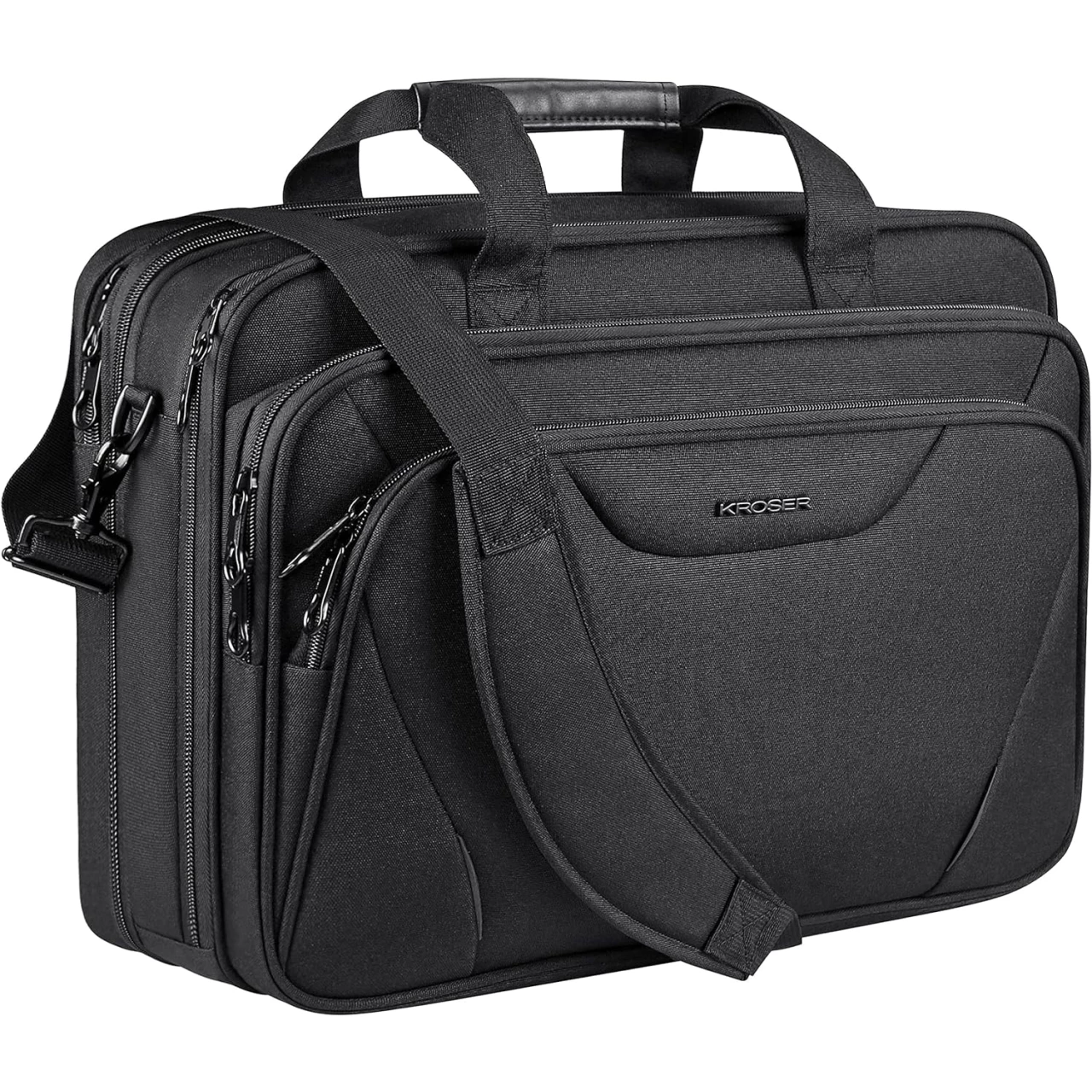 KROSER Laptop Bag Premium Laptop Briefcase Fits Up to 17.3 Inch Laptop Expandable Water-Repellent Shoulder Messenger Bag Computer Bag for Travel/Business/Men/Women-Black