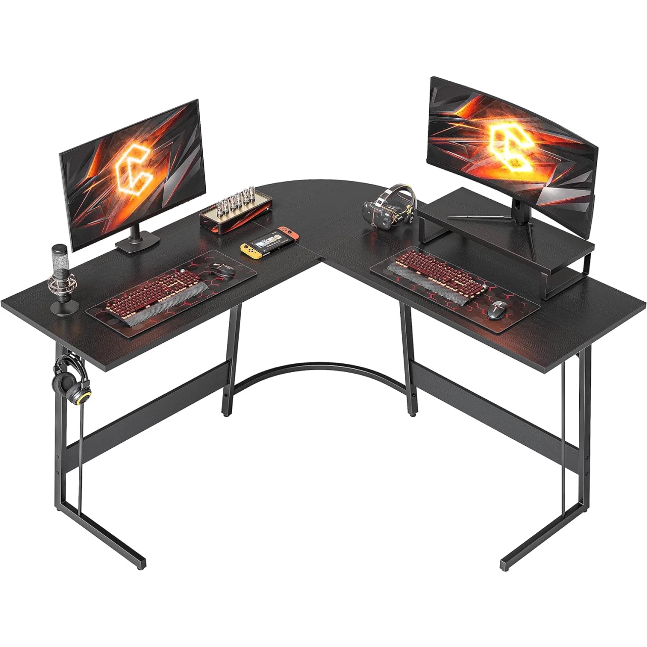 CubiCubi L Shaped Gaming Desk Computer Office Desk, 47 inch Corner Desk with Large Monitor Stand
