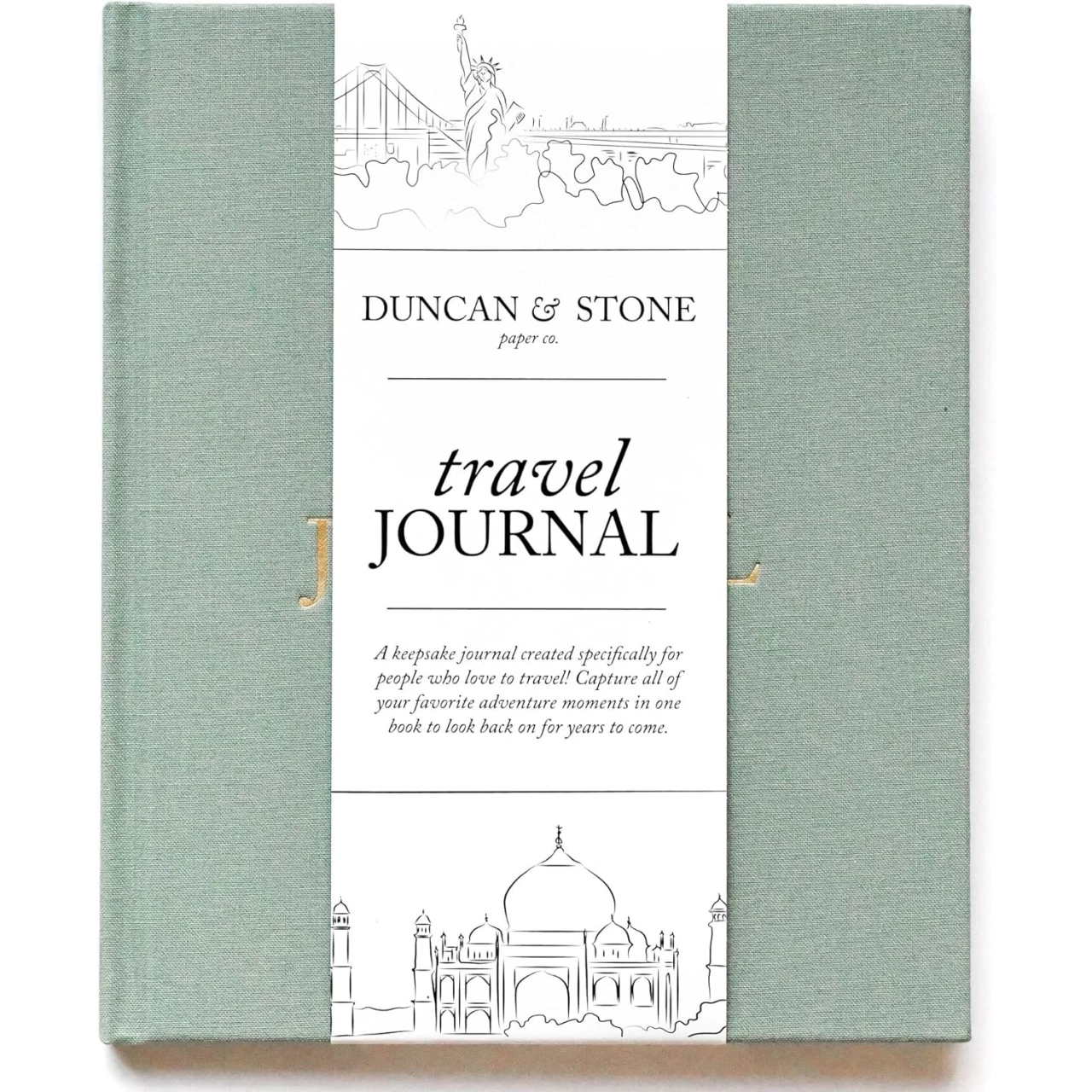 DUNCAN &amp; STONE PAPER CO. Travel Journals for Women, Men (Sage Green, 110 Pages)
