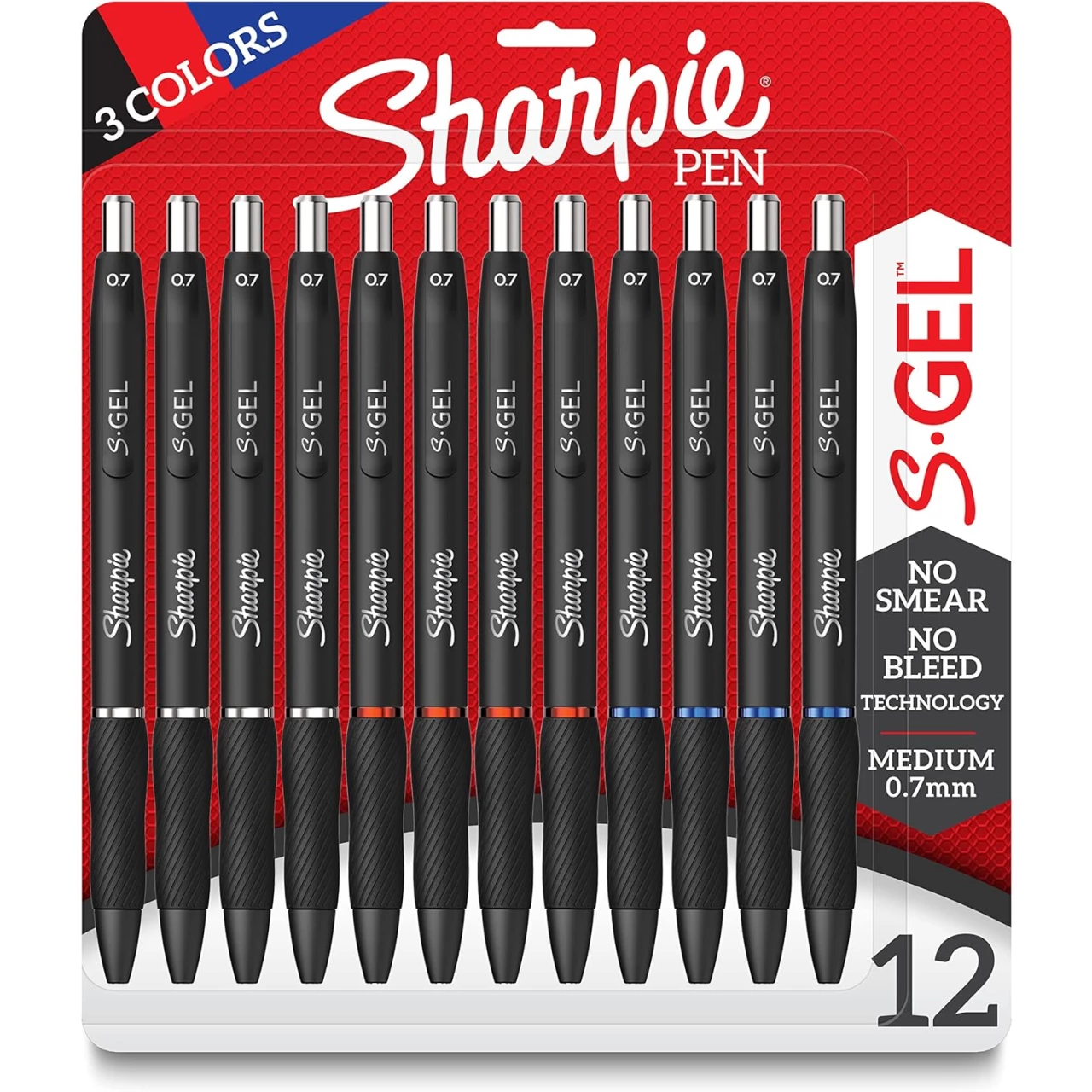SHARPIE S-Gel, Gel Pens, Medium Point (0.7mm), Assorted Colors, 12 Count