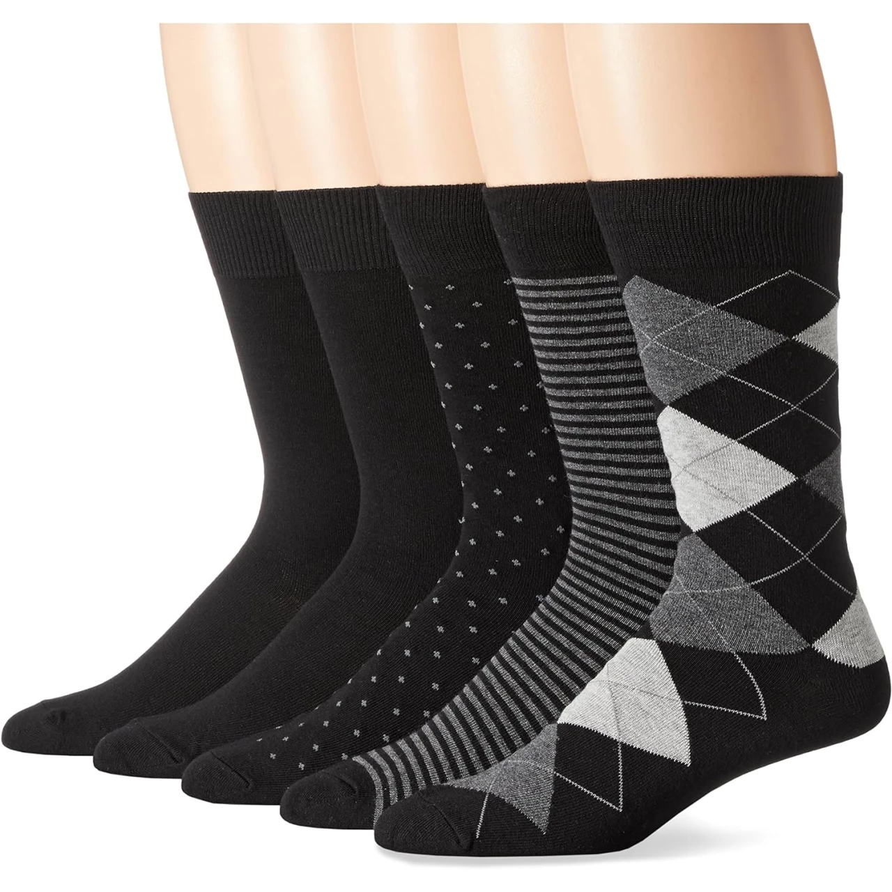 Amazon Essentials Men&rsquo;s Patterned Dress Socks, 5 Pairs