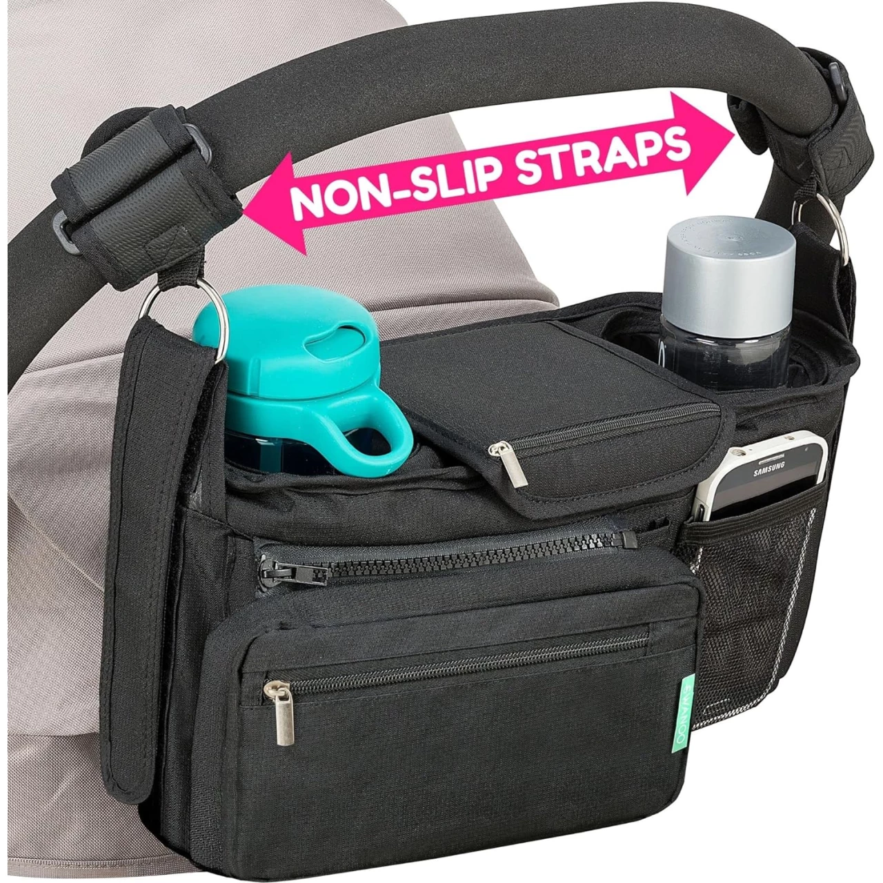 Non-Slip Stroller Organizer With Cup Holders