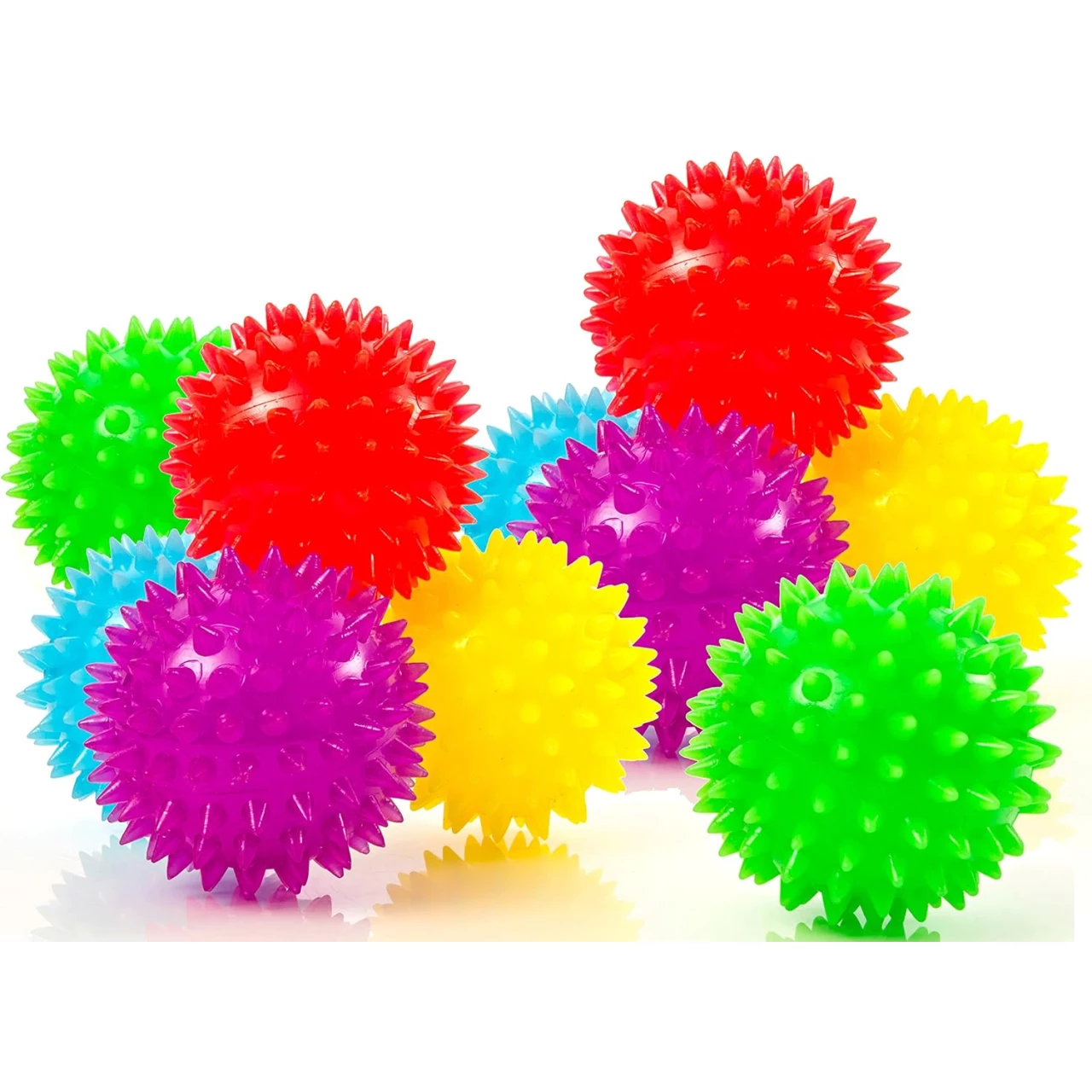 10-Pack of Spiky Sensory Balls - Squeezy and Bouncy Fidget Toys/Sensory Toys - BPA/Phthalate/Latex-Free